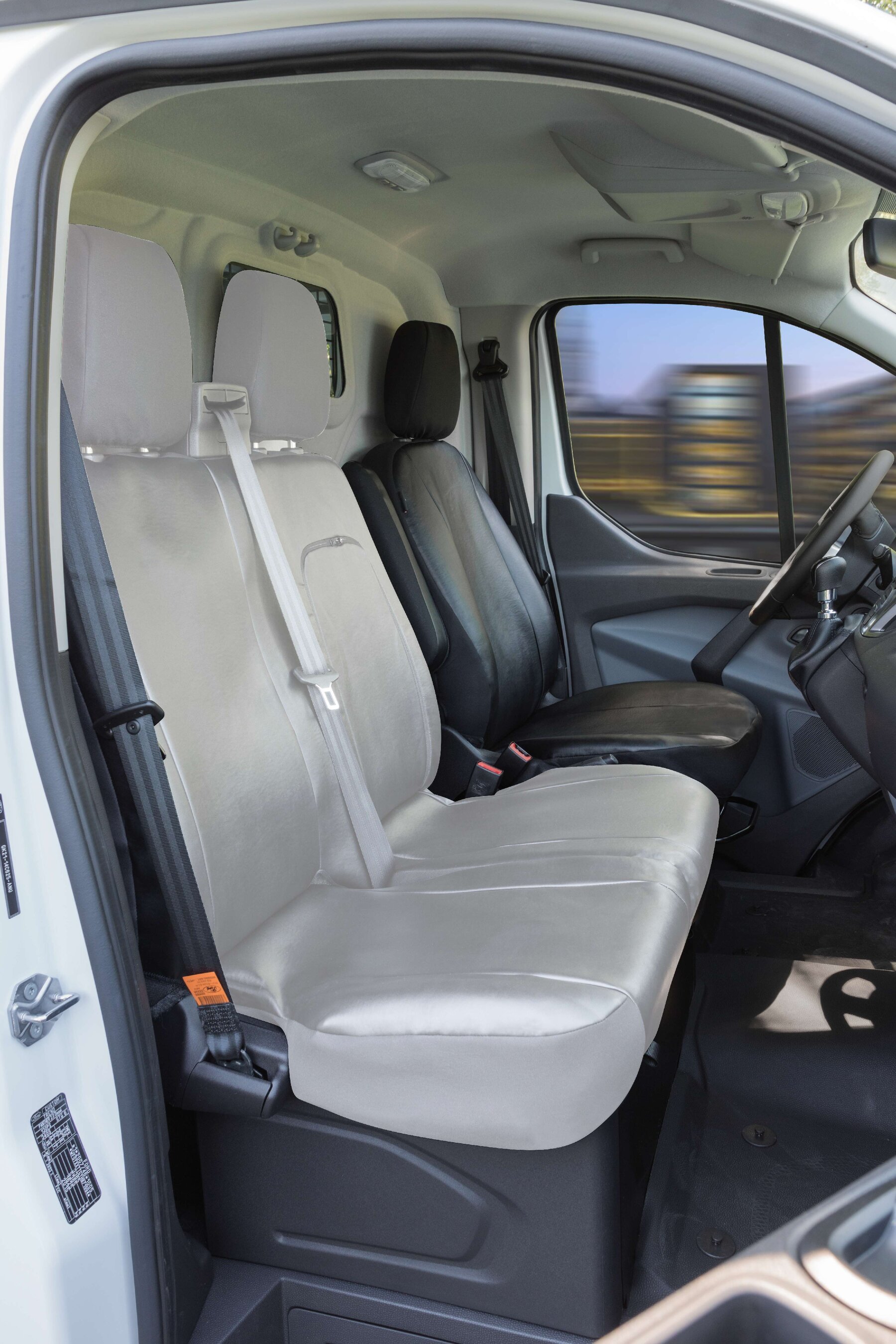 Passform Sitzbezug aus Kunstleder kompatibel mit Ford Transit, Einzelsitz mit Armlehne innen
