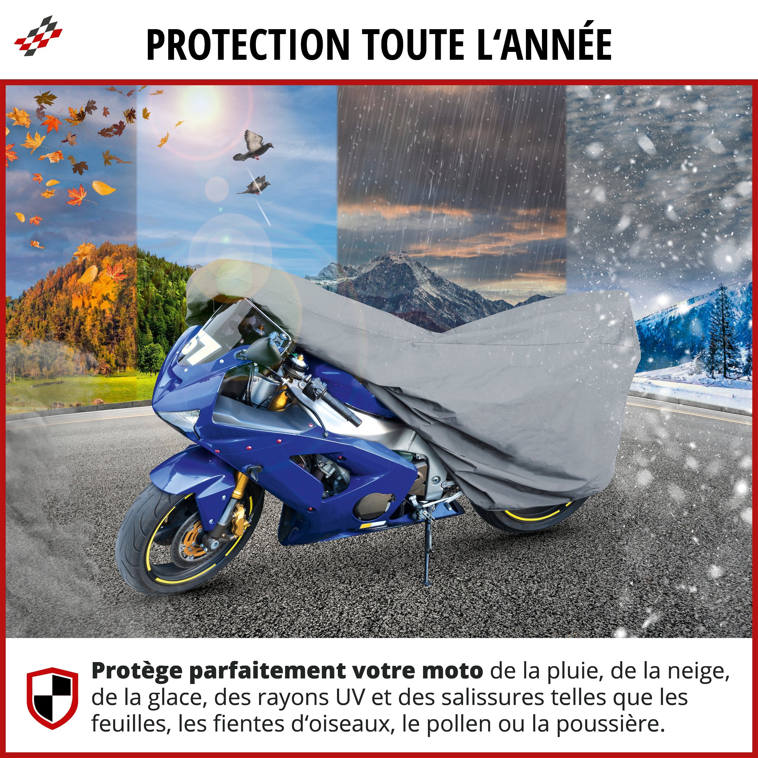 Garage pour motos Taille sport M PVC - 215 x 95 x 120 cm gris