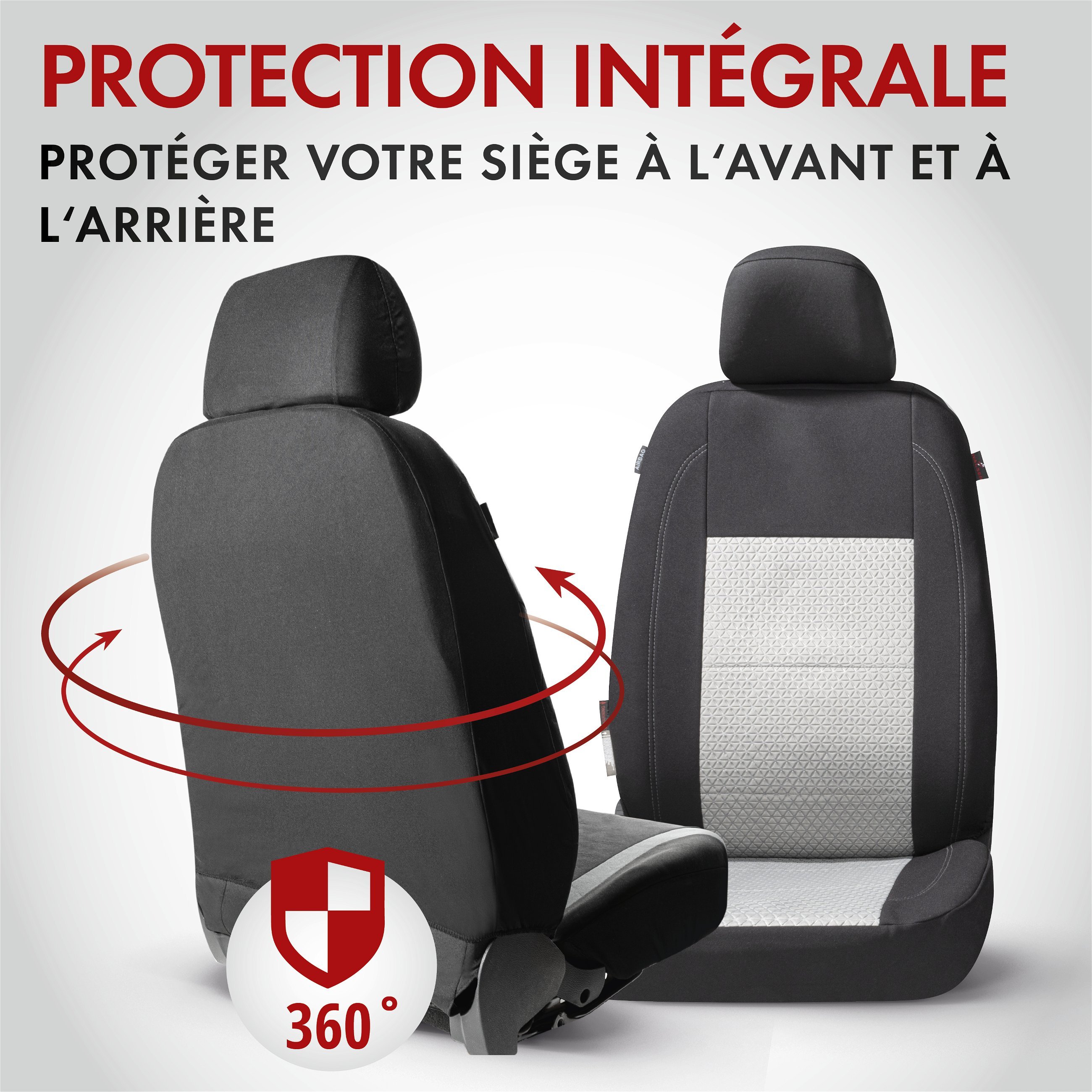 ZIPP IT Premium Housse de sièges Avignon complet avec système de fermeture éclair noir/argent
