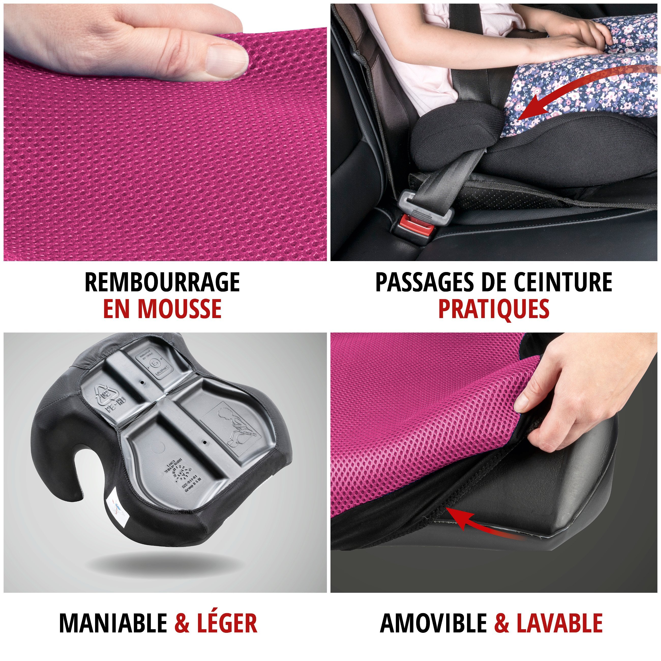 Rehausseur Lino noir/rose