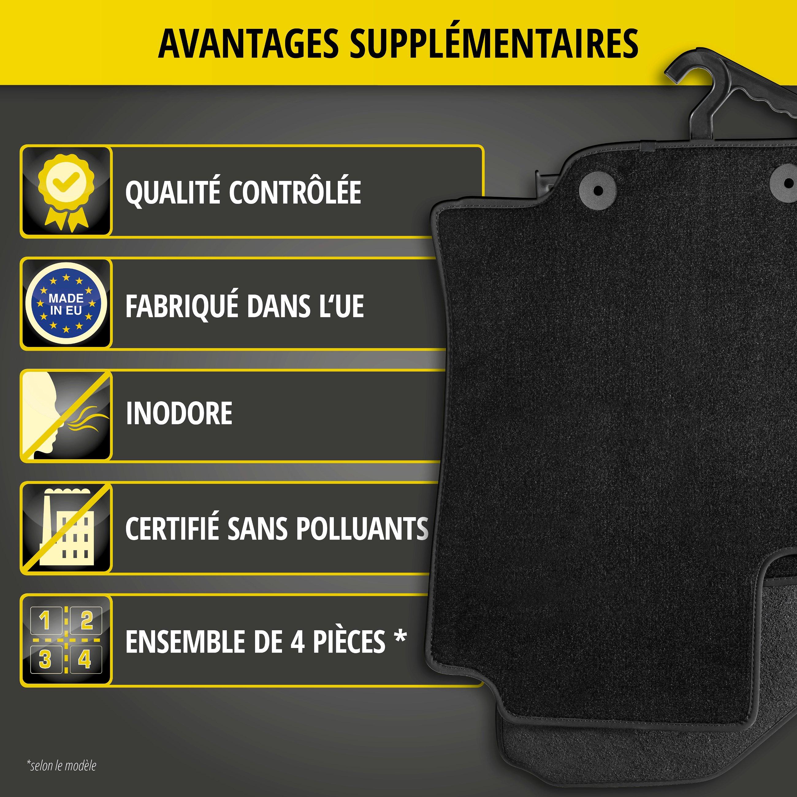 Premium Tapis de sol pour Peugeot 5008 06/2009-03/2017, 5 sièges