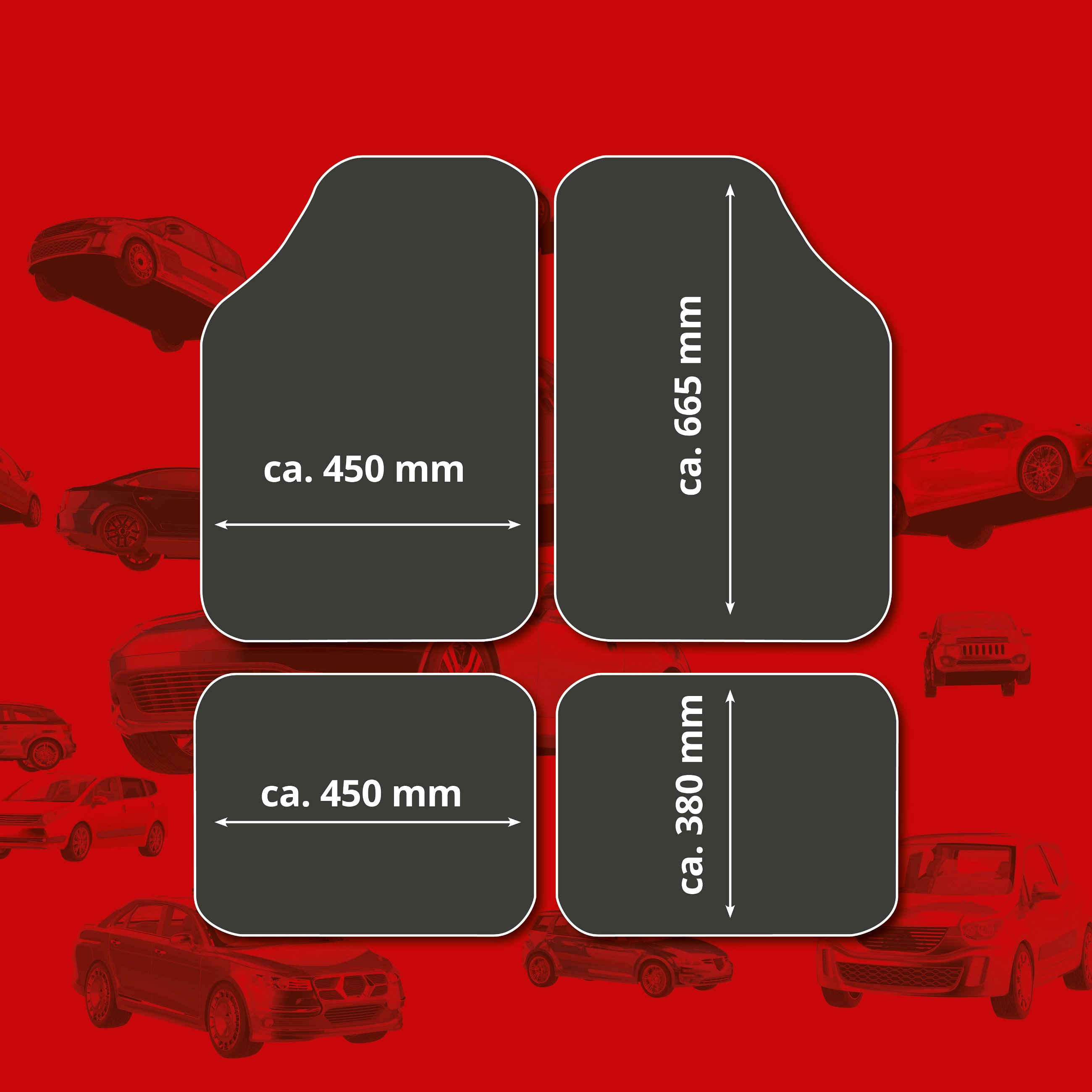 Tapis de voiture en caoutchouc Plaque de contrôle métallique look rouge maxi