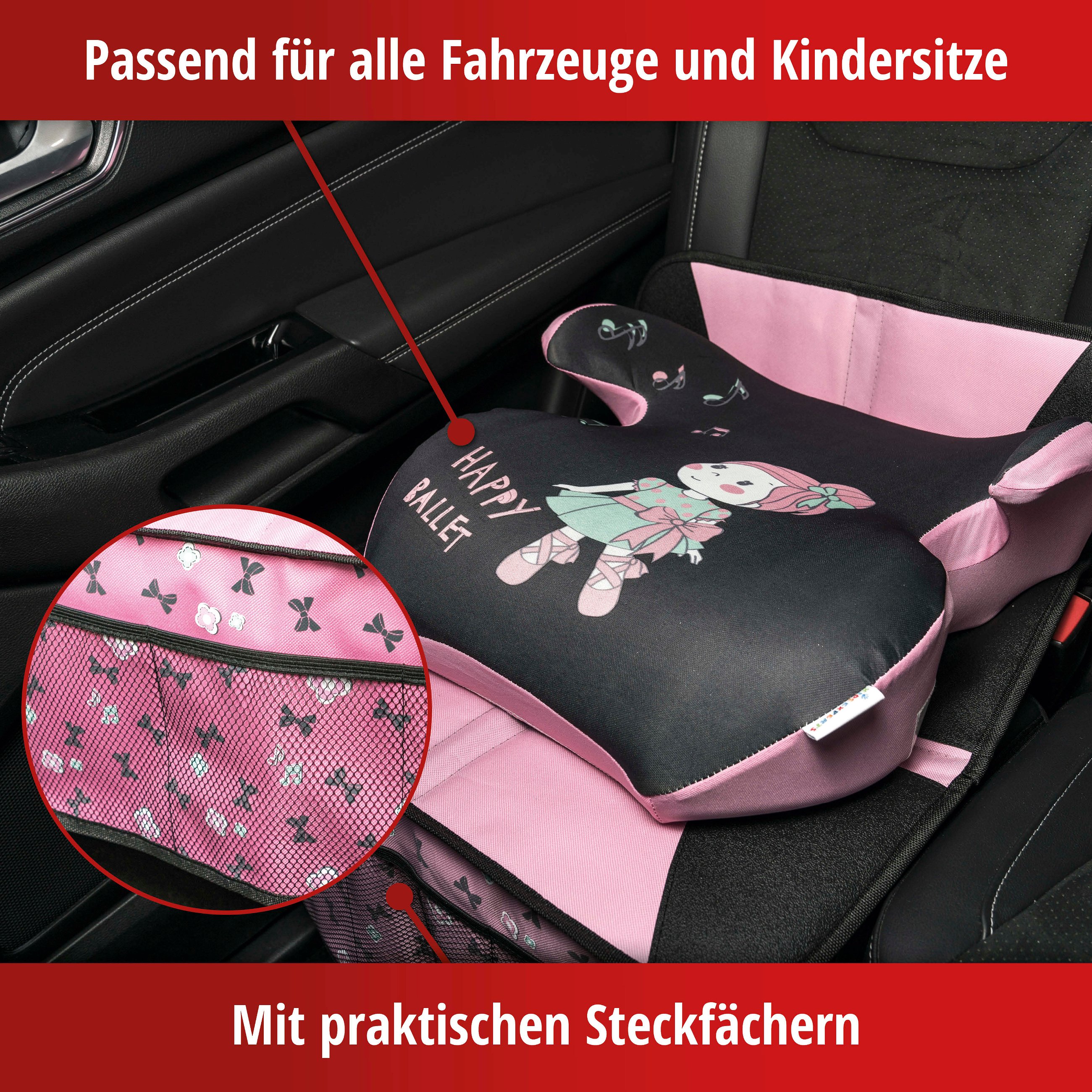 Kindersitzunterlage Ballet Doll, Auto-Schutzunterlage, Sitzschoner Kindersitz grau/rosa