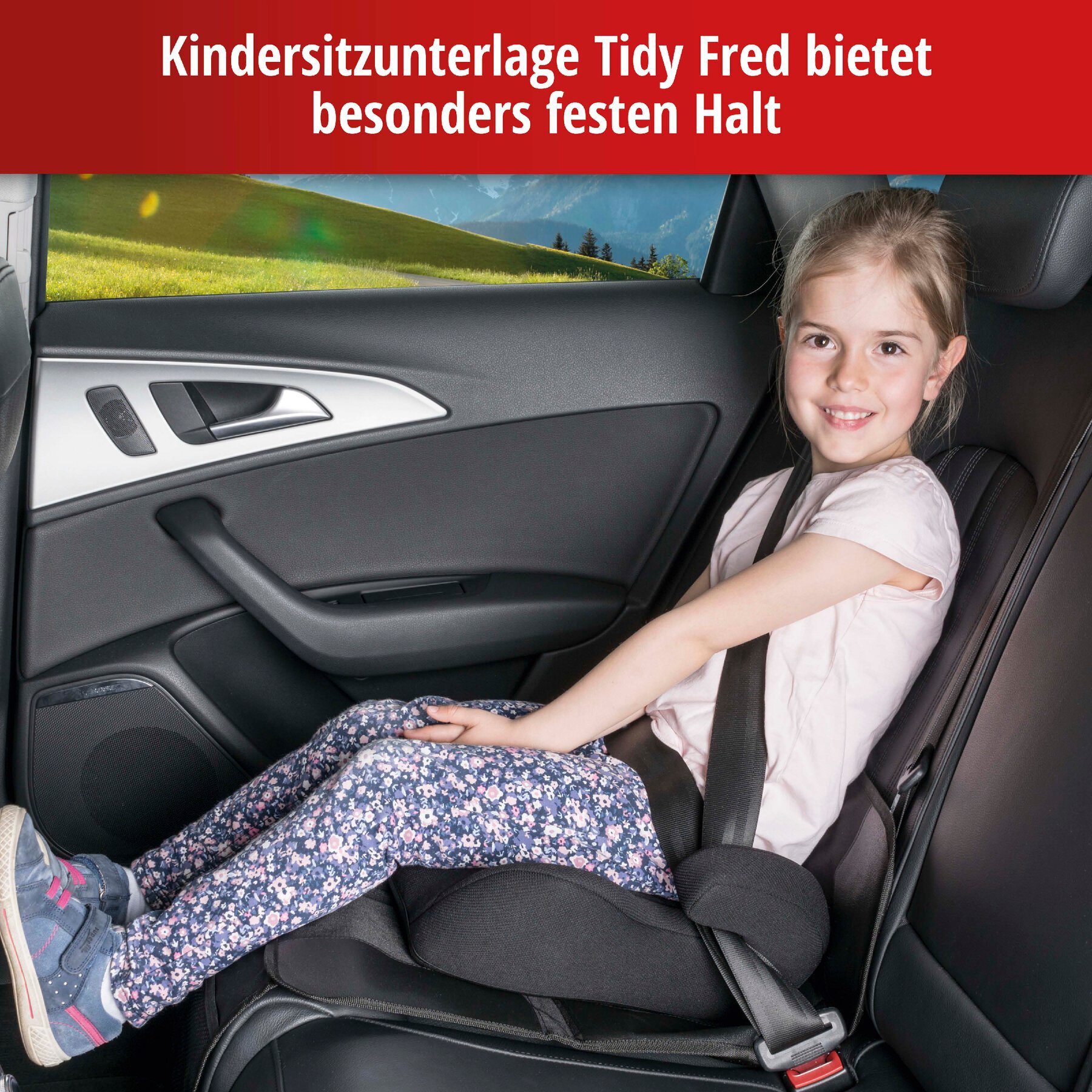 Kindersitzunterlage Tidy Fred, Schutzunterlage Kindersitz grau/schwarz