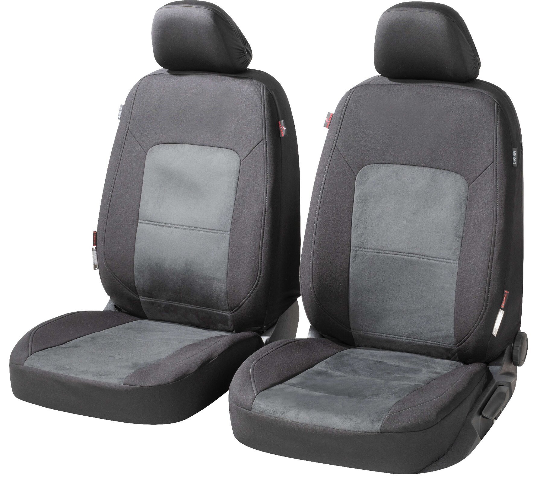 Autositzbezug ZIPP-IT Premium Ellington, PKW-Schonbezüge für 2 Vordersitze mit Reißverschluss-System schwarz/grau