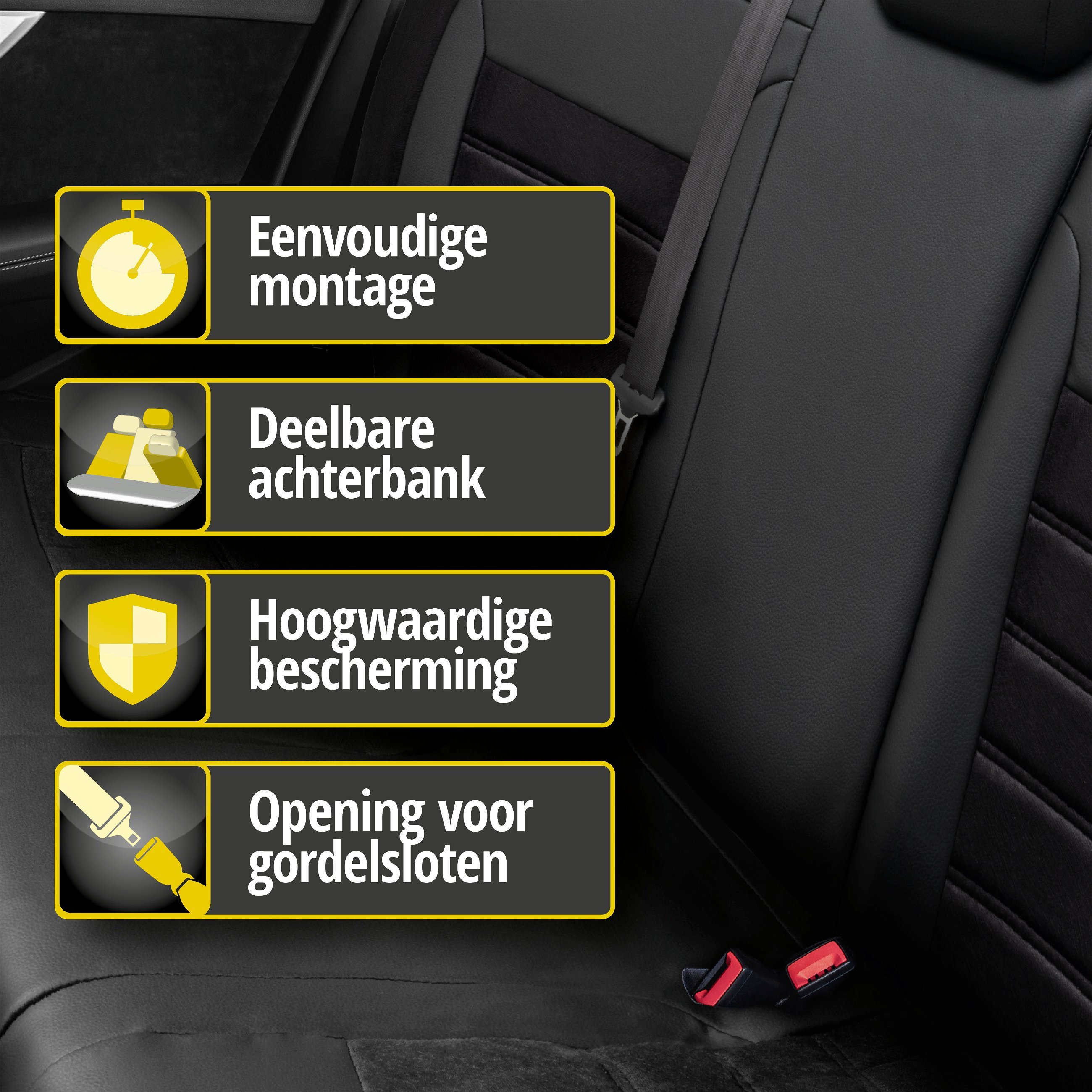 Auto stoelbekleding Bari geschikt voor Seat Leon (5F1) 09/2012-Vandaag, 1 bekleding achterbank voor sportzetels
