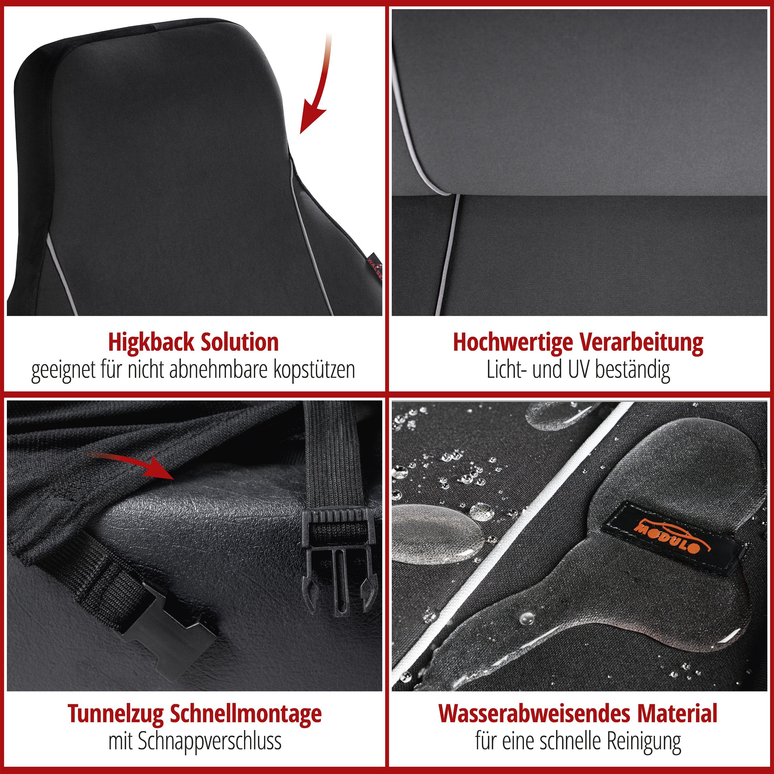 Autositzbezug Modulo, PKW-Schonbezüge für 2 Vordersitze Highback graphit