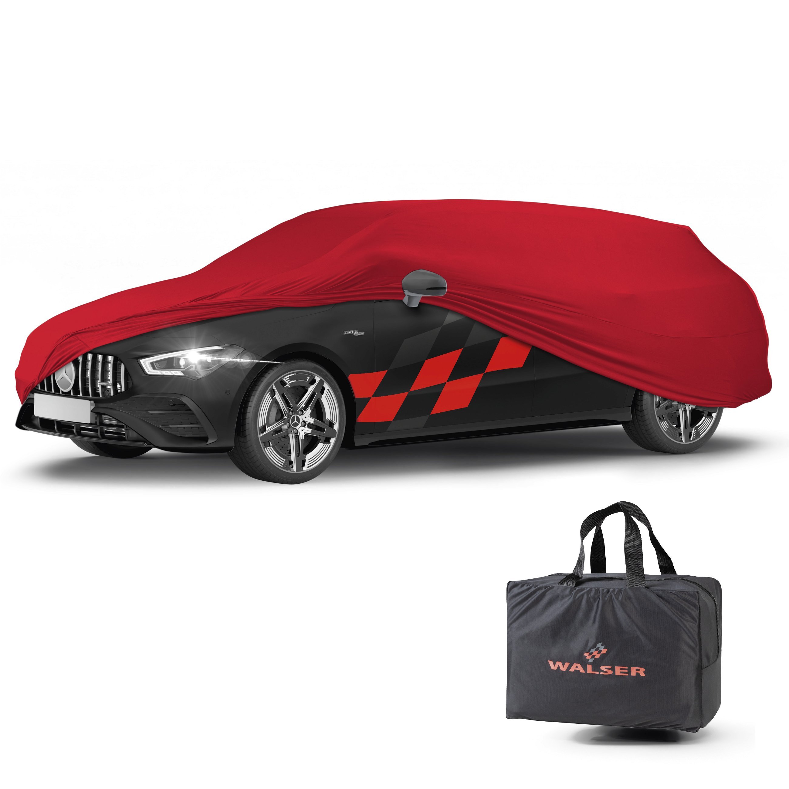 Car cover Indoor Stretch Plus combi size L red