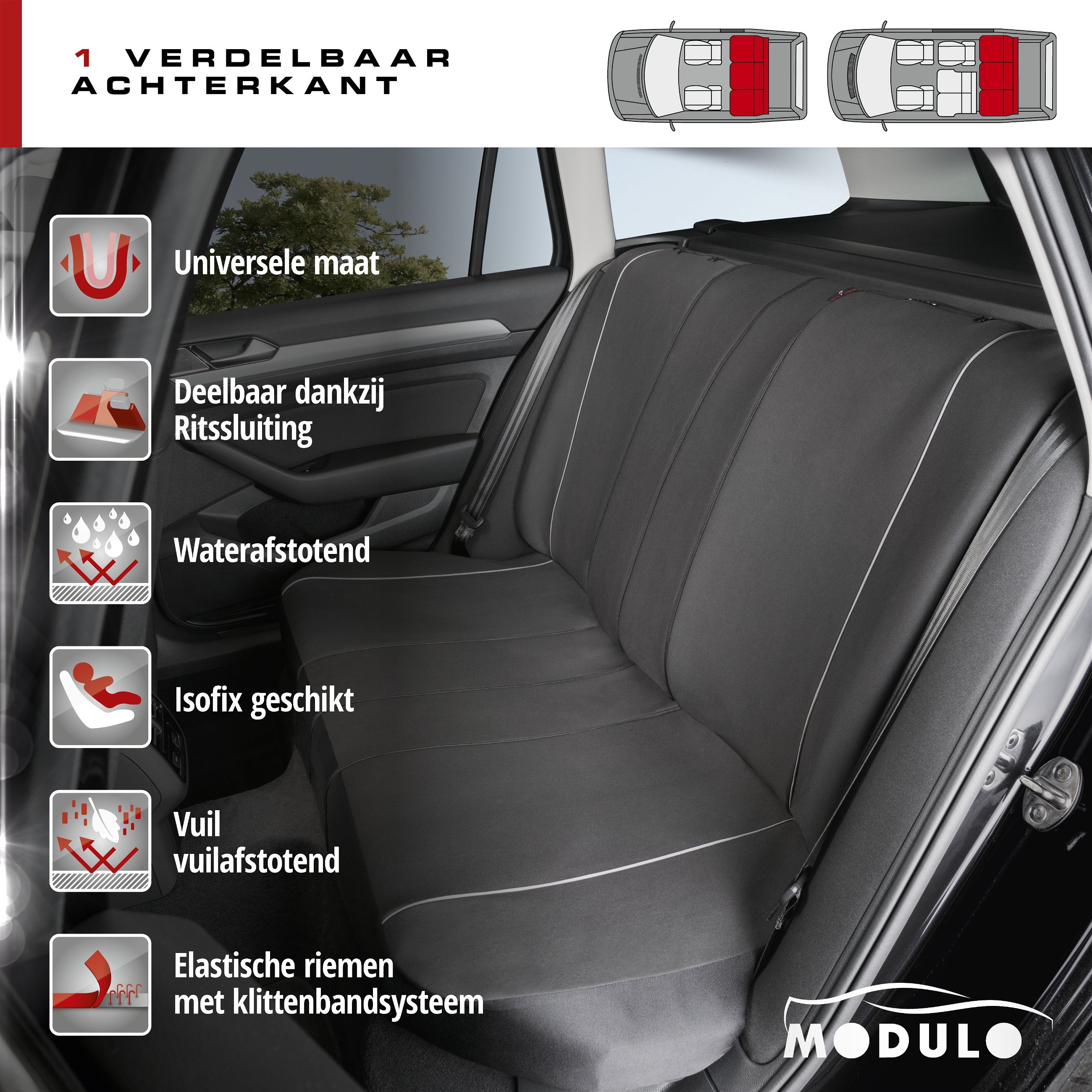 Auto stoelbeschermer Modulo voor Rücksitze zwart universeel passende stoelbeschermer