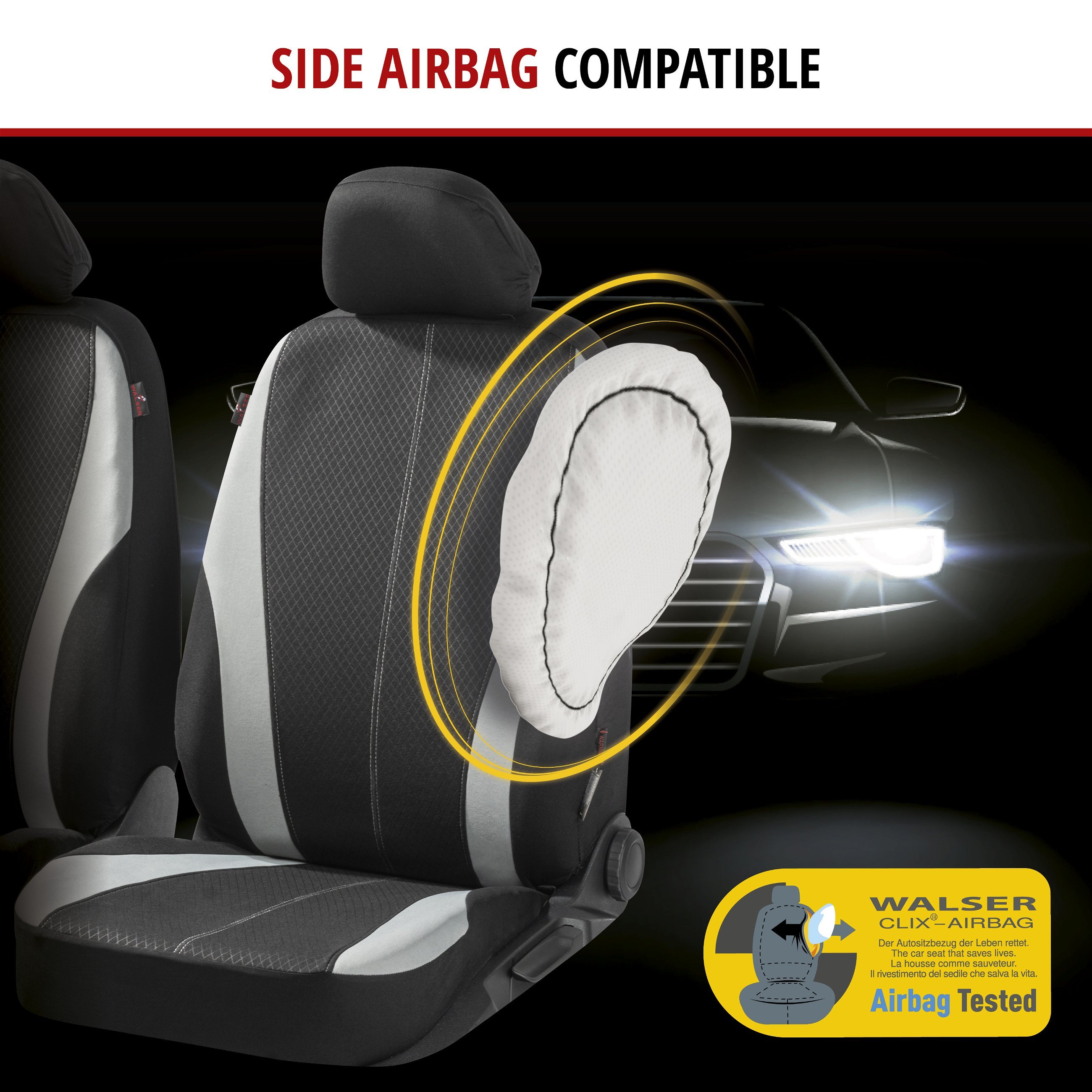 ZIPP IT Car seat covers Dundee complete set with zip-system black/grey