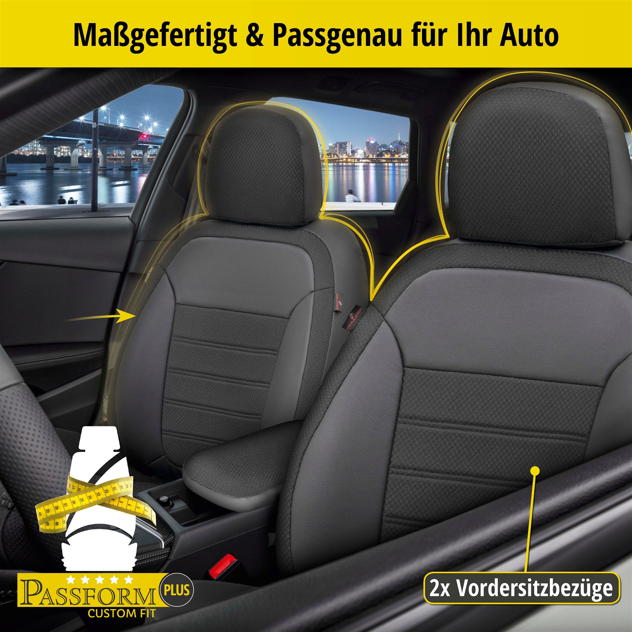Passform Sitzbezug Aversa für VW Caddy IV Kombi (SAB, SAJ) 05/2015-Heute, 2 Einzelsitzbezüge für Normalsitze