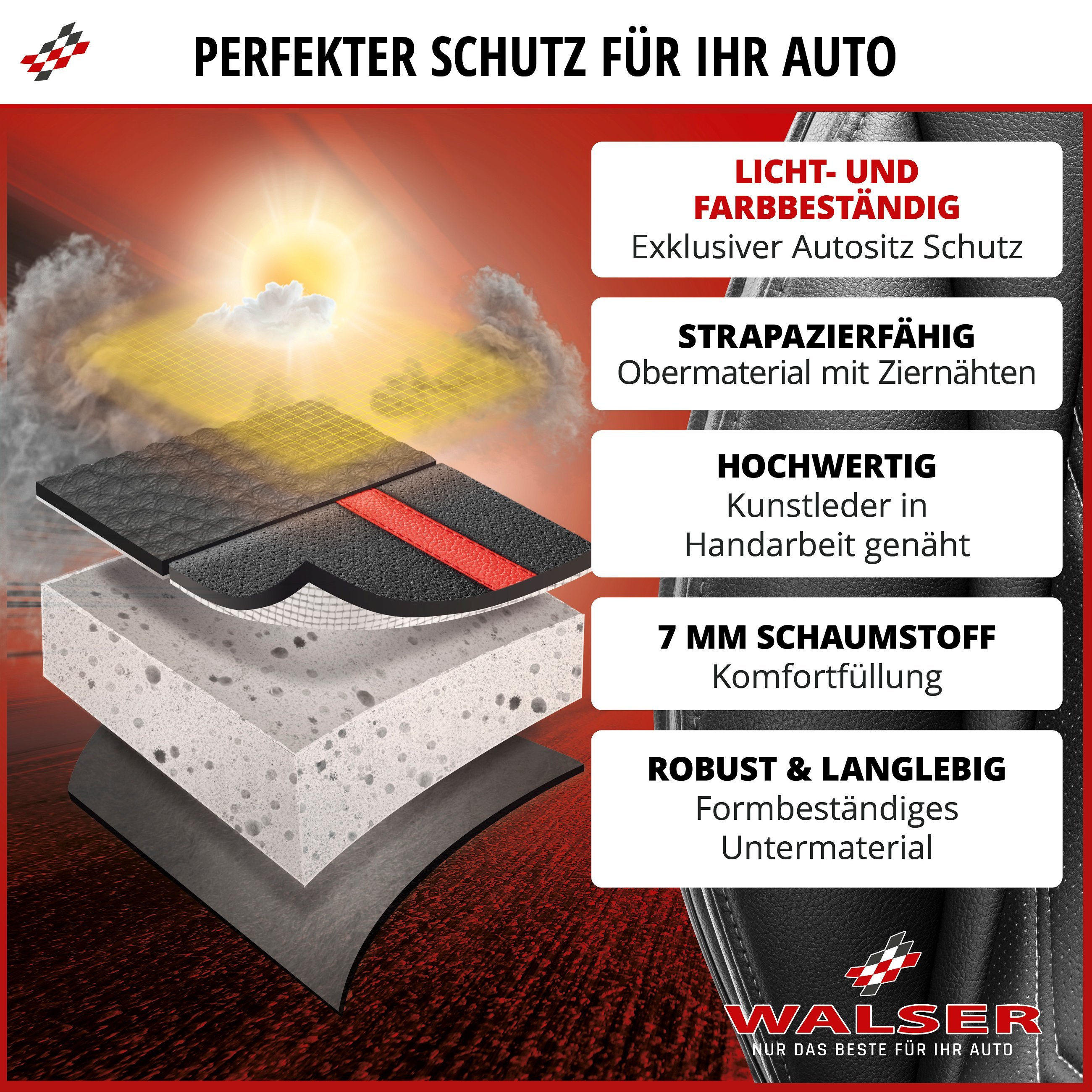 PKW Sitzauflage Kimi, Auto-Sitzaufleger im Rennsportdesign schwarz/silber