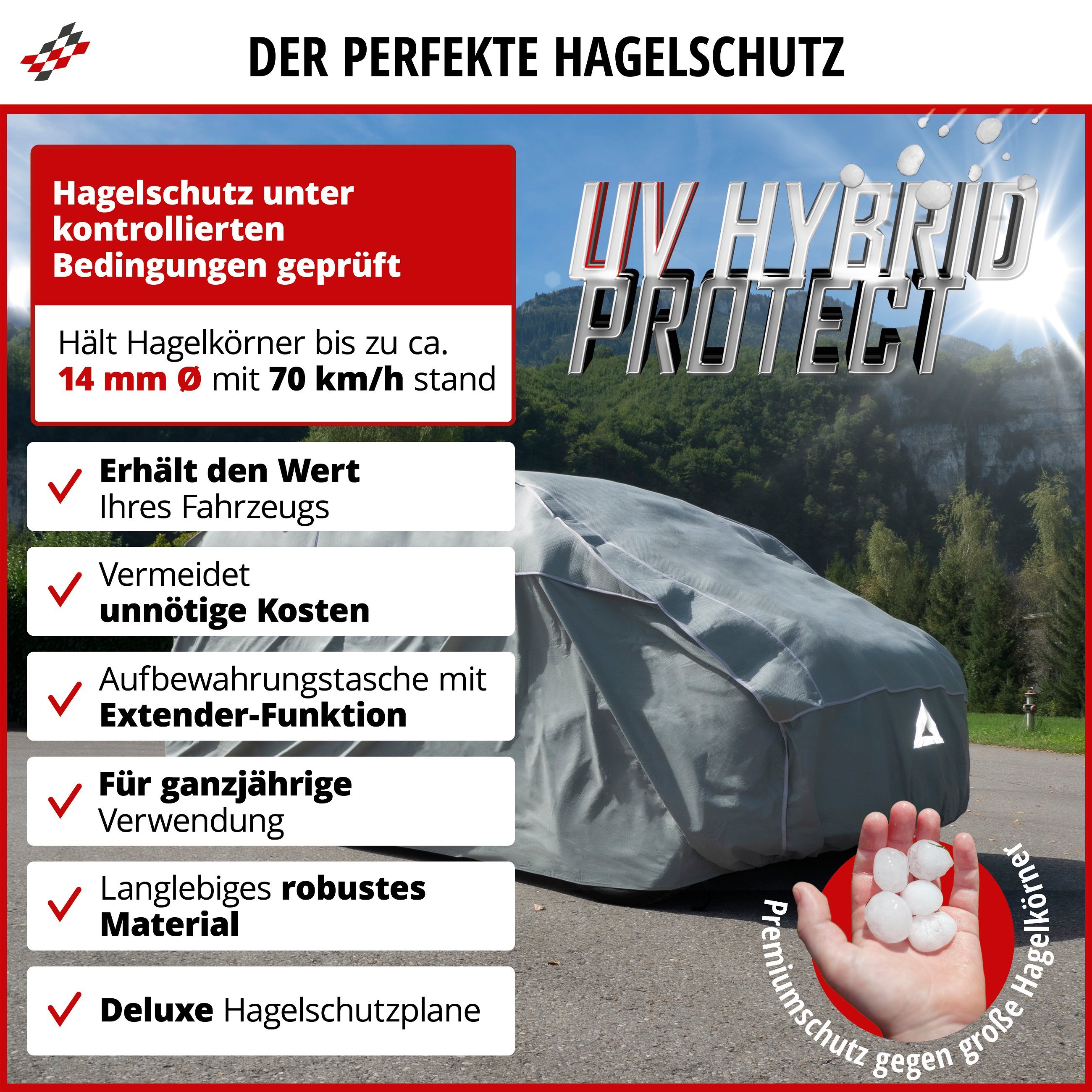 Bus Hagelschutzplane Hybrid UV Protect, Transporter-Hagelschutzgarage Größe M