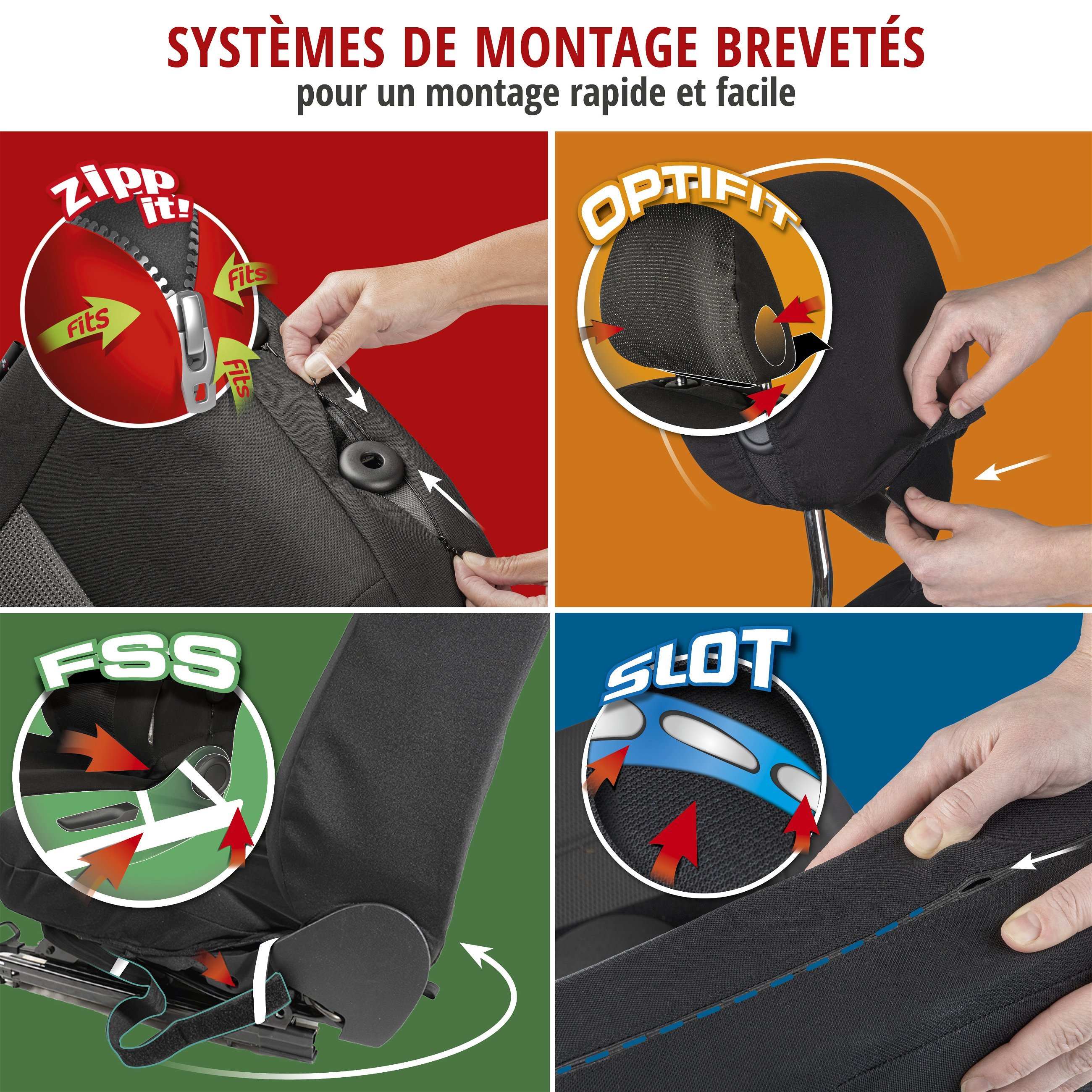 ZIPP IT Premium Housse de sièges Ardwell complet avec système de fermeture éclair noir/gris