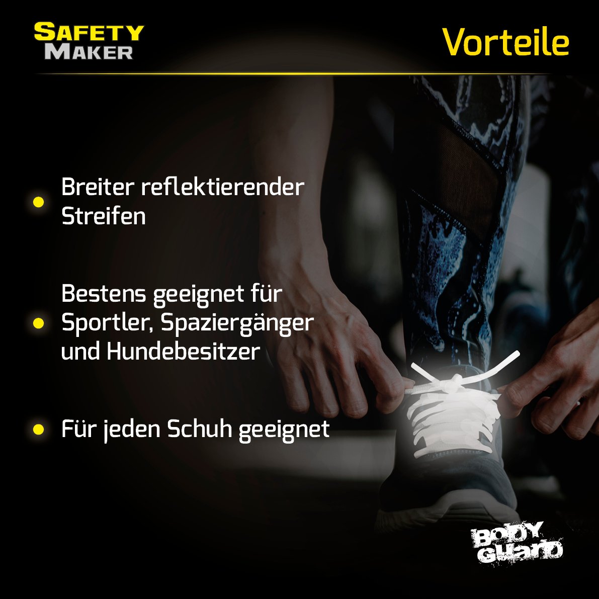 Schnürsenkel, Schuhsenkel mit reflektierenden Streifen orange