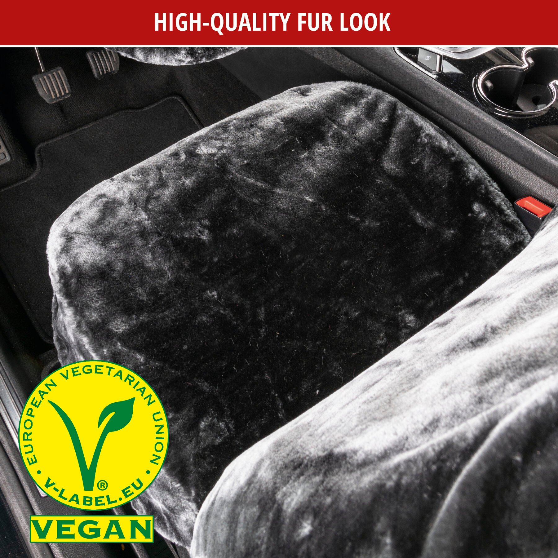 Car seat cover Teddy faux fur vegan anthracite