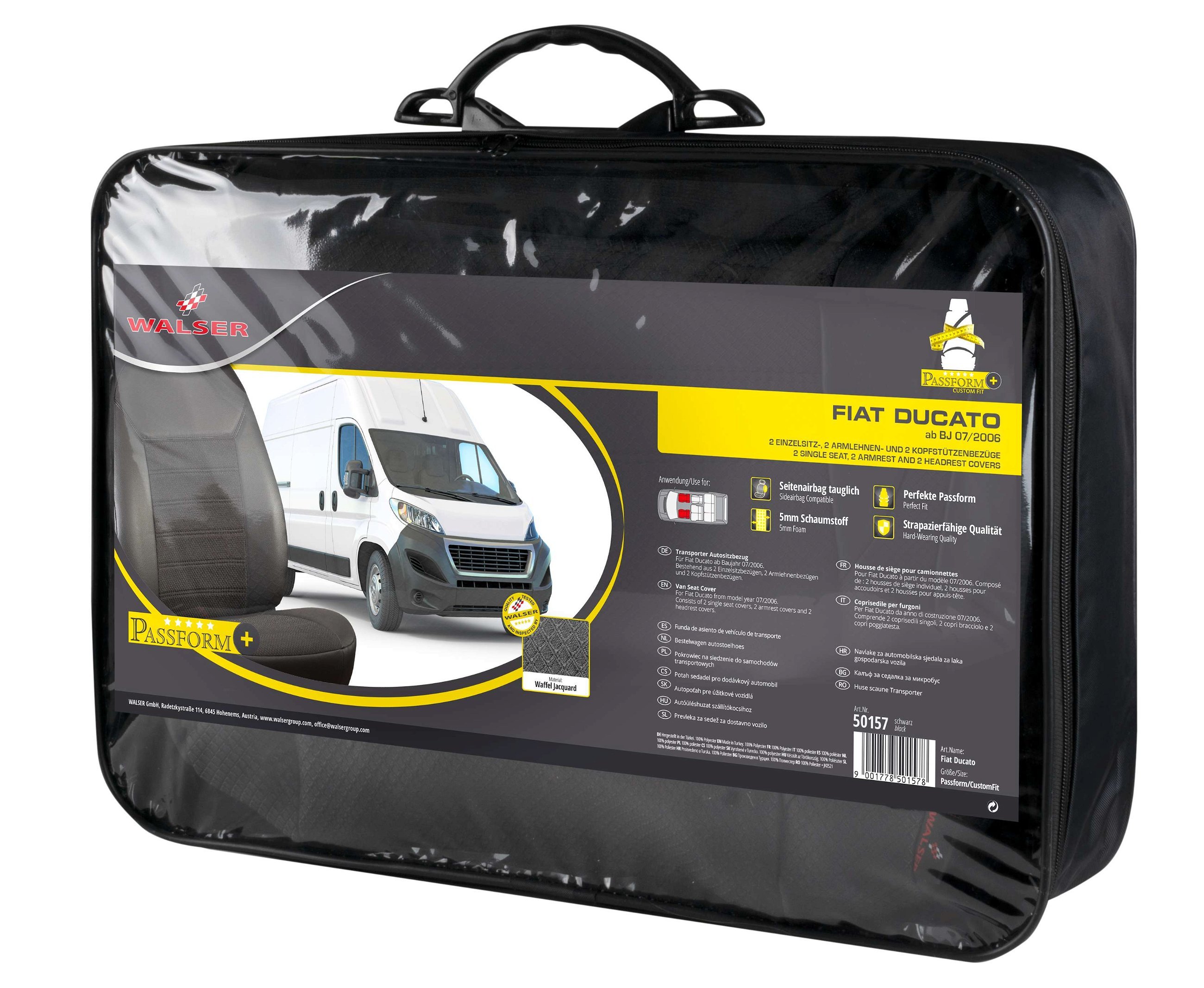 Premium Seat Cover for Fiat Ducato 07/2006-Today, 2 single seat covers front + 2 armrest covers