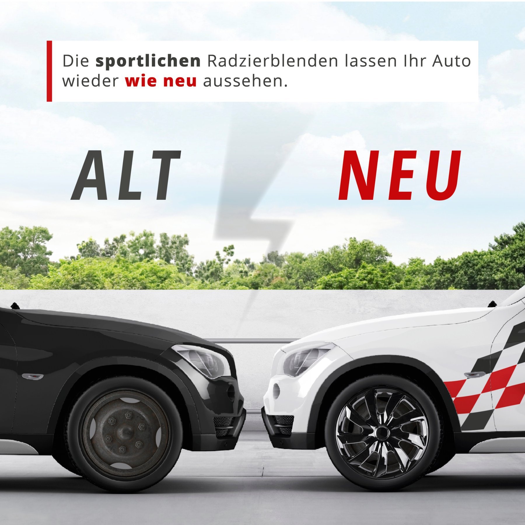 Radzierblenden Turbine 15 Zoll, 4er Satz Radkappen, Radblenden schwarz