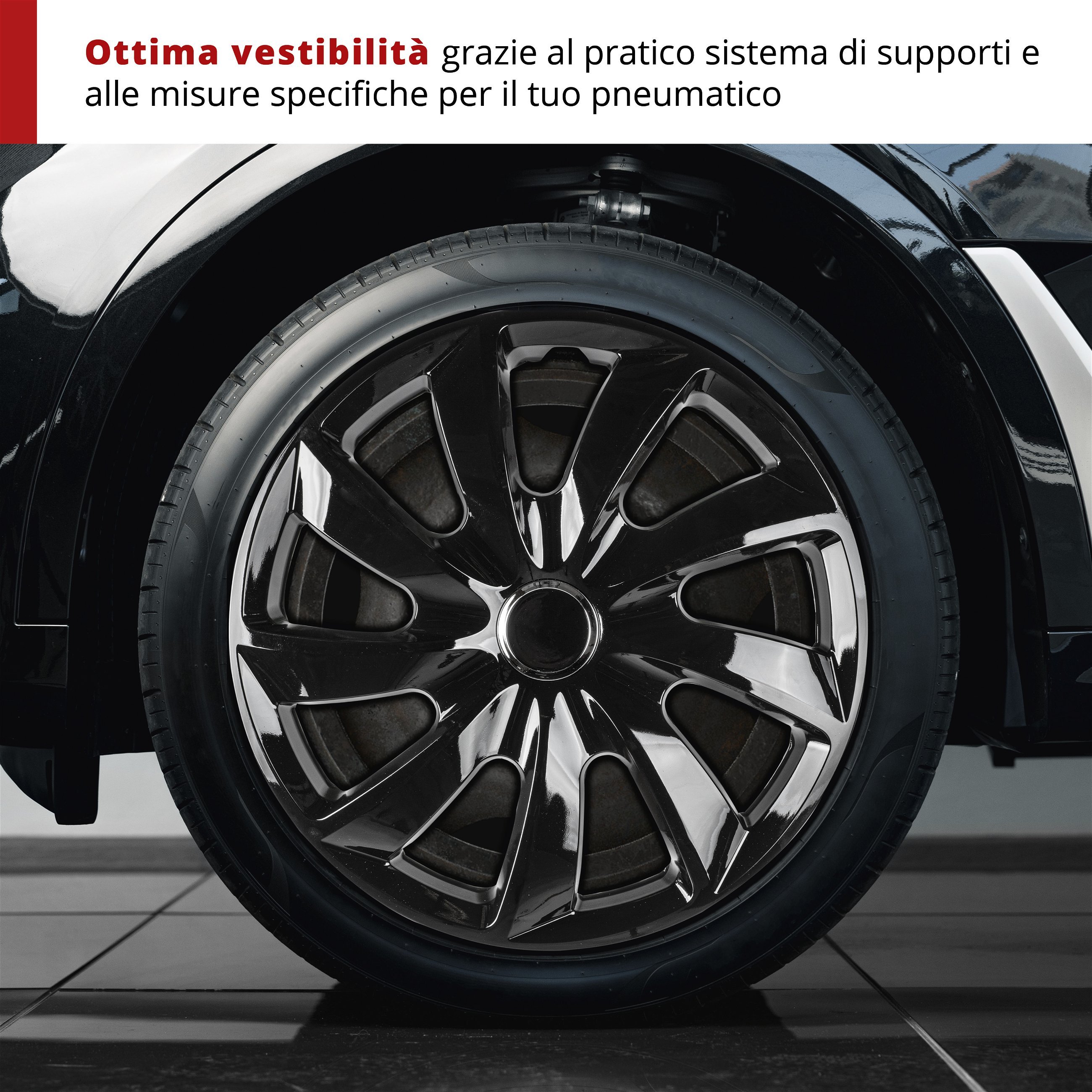 Copricerchi Turbine 14", 4 pezzo nero