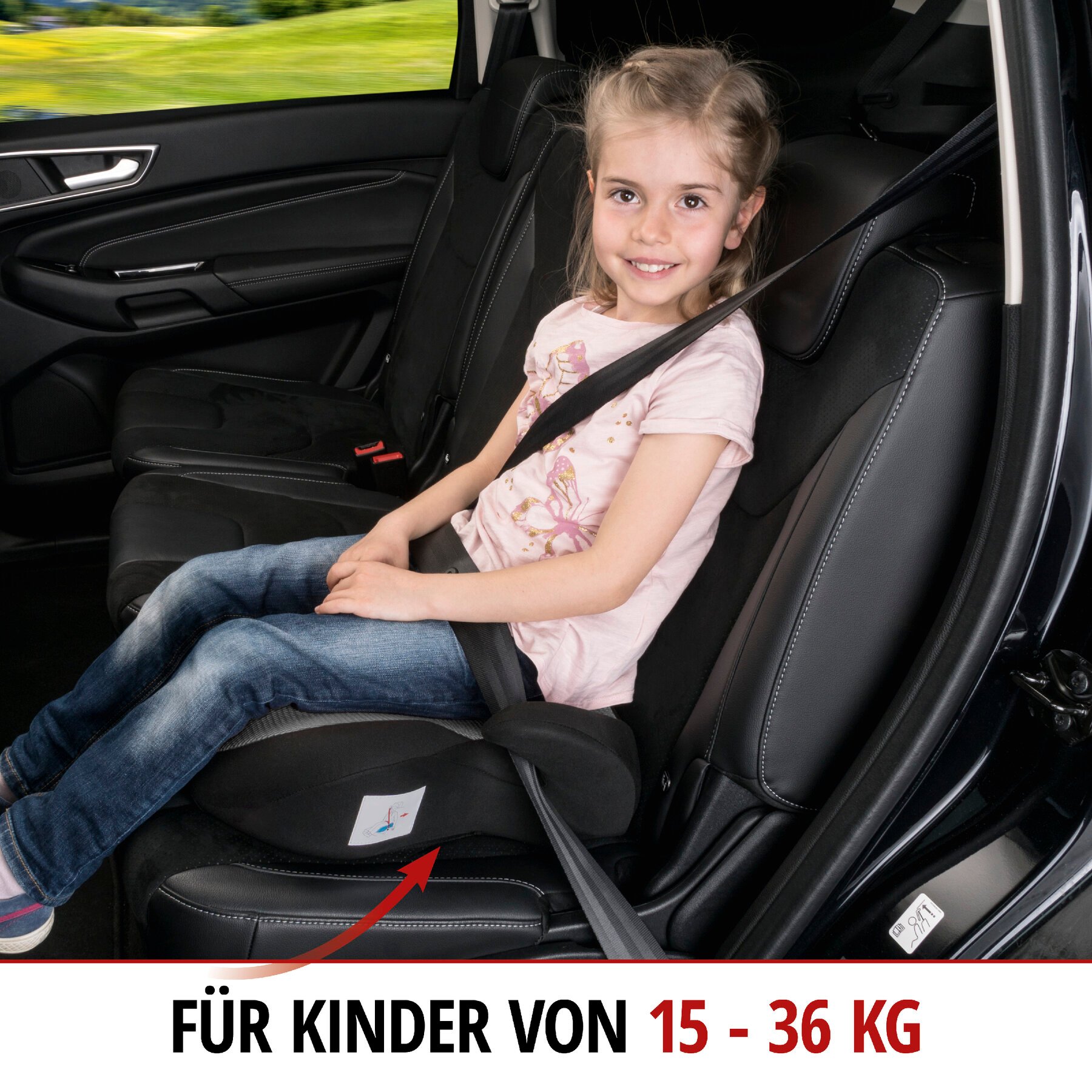 Kindersitzerhöhung Lino, Auto-Kindersitz ECE 44/04 geprüft schwarz/silber