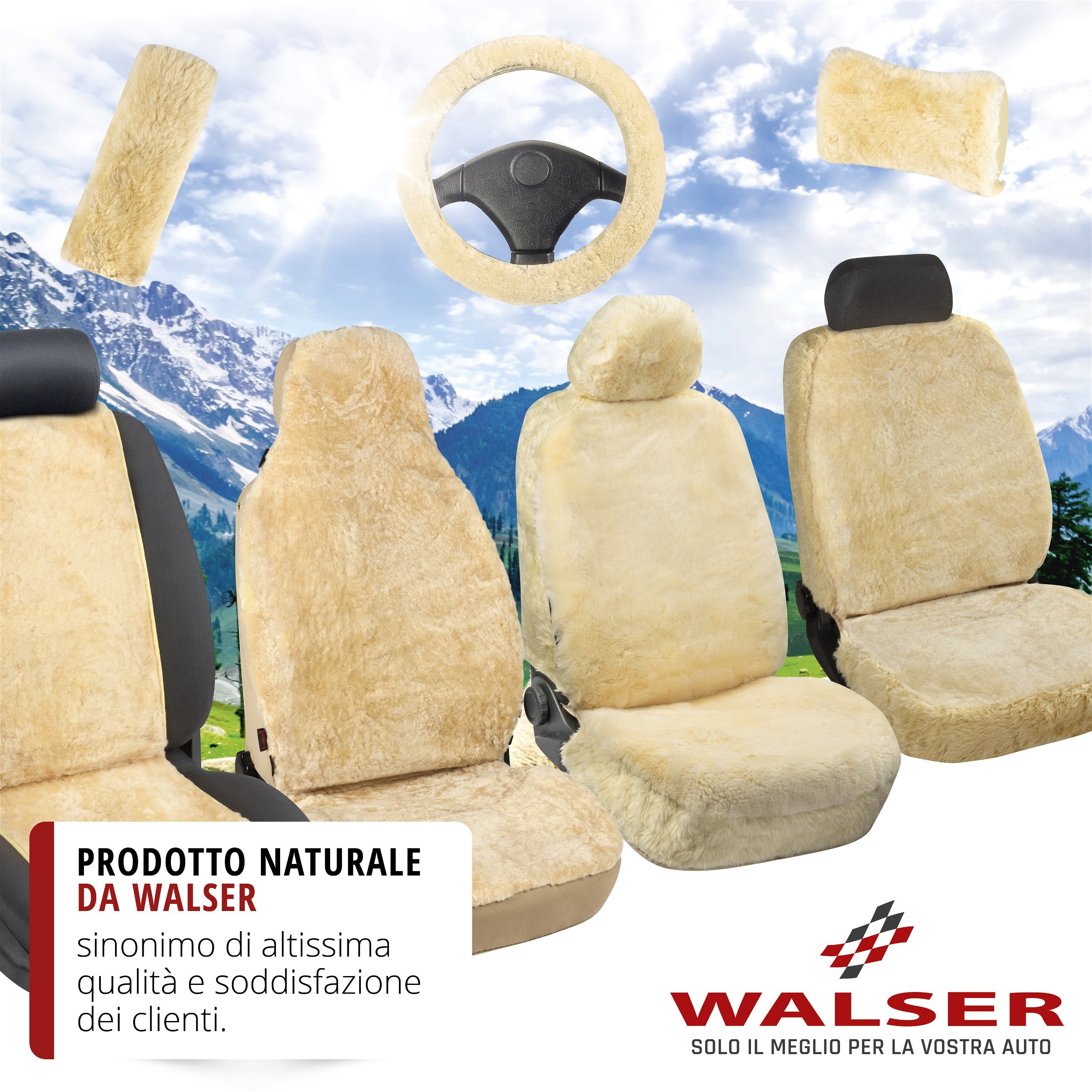 Coprisedili auto Maya in pelle d'agnello beige