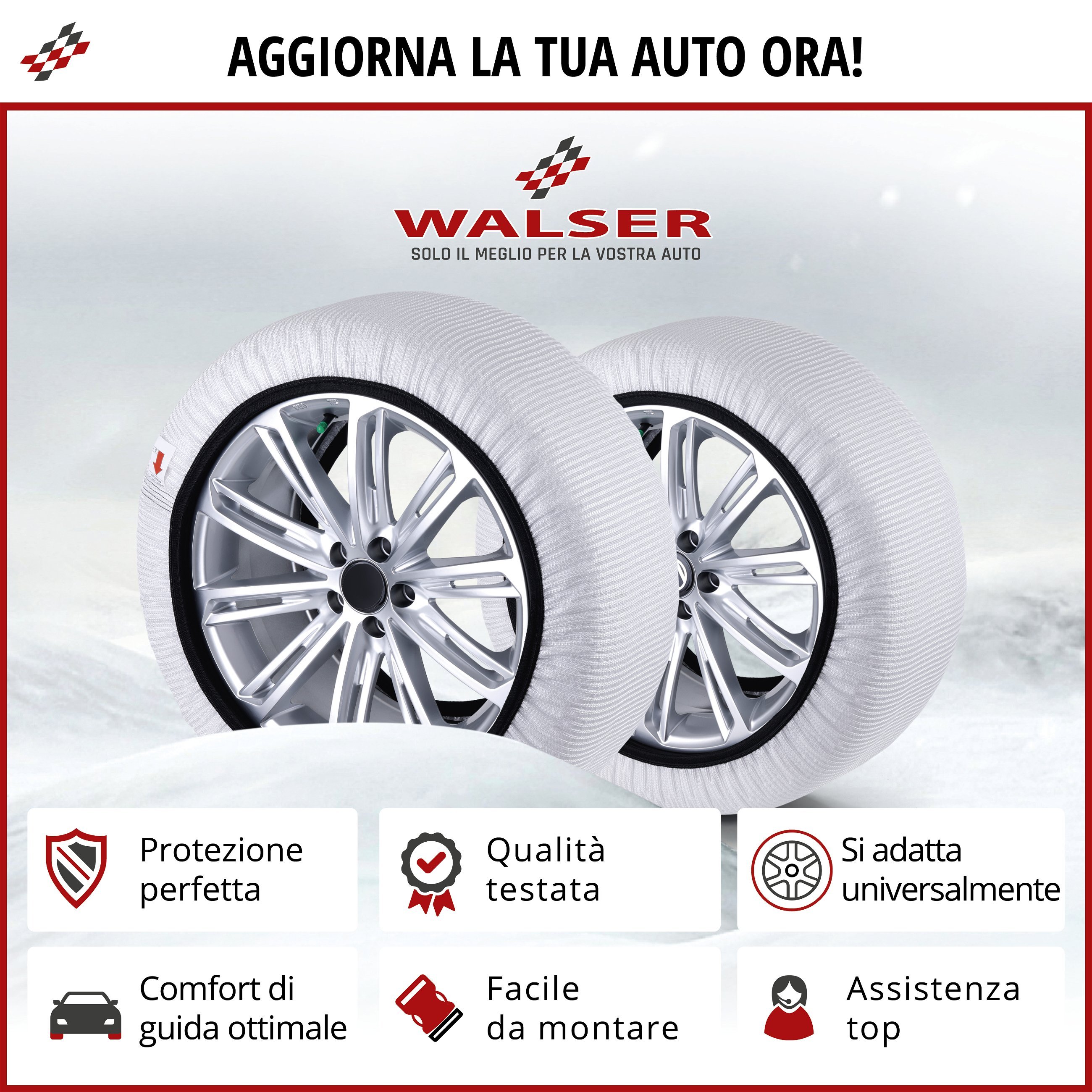 Catene da neve Premium Alternative Ultra Grip XS, catene da neve in tessuto, calze da neve Set di 2 bianco