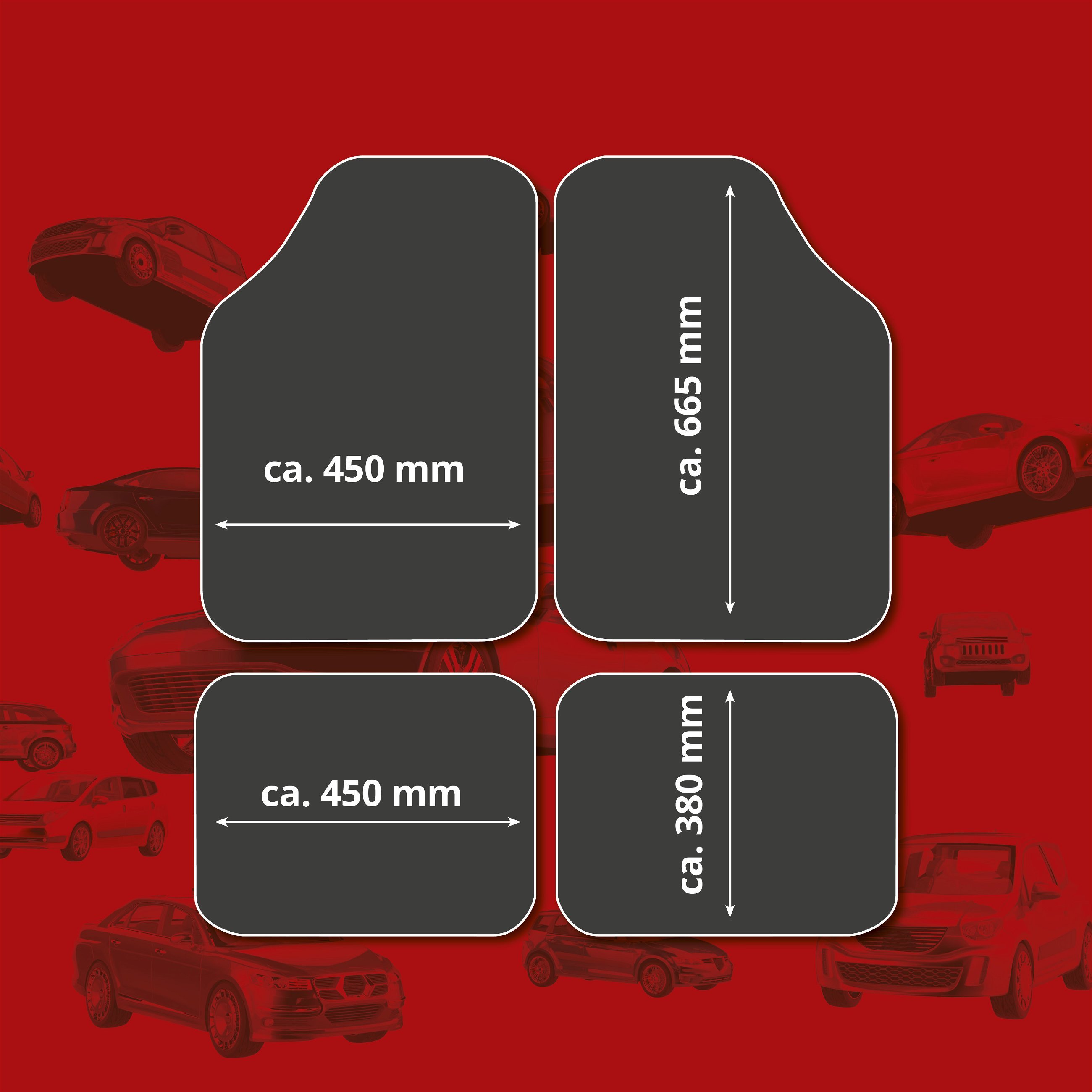 Tapis de voiture en caoutchouc Plaque de contrôle métallique look noir maxi