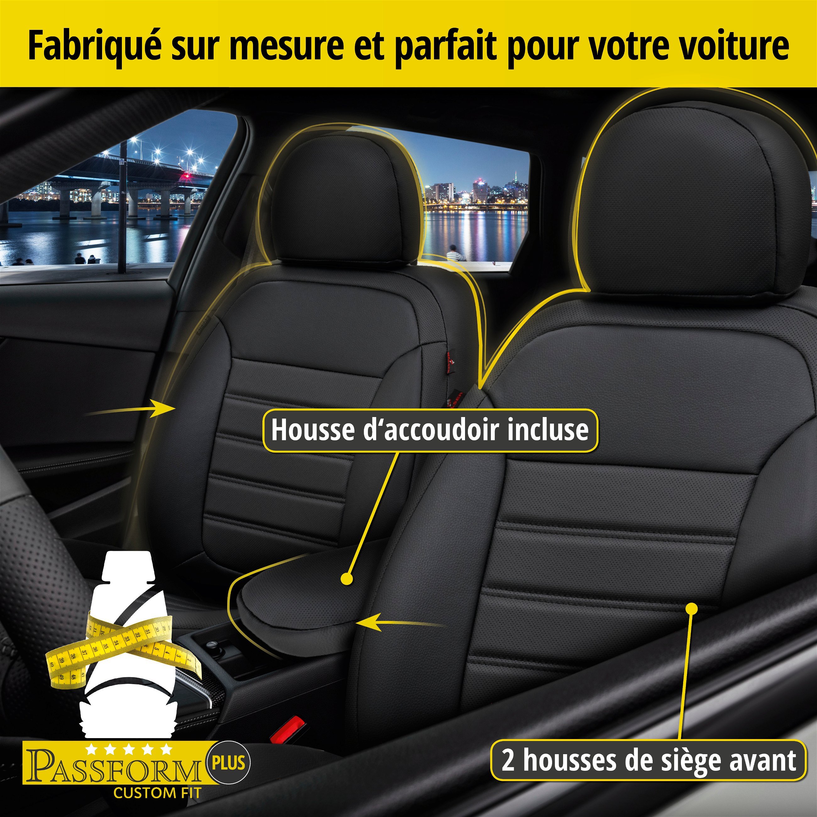 Housse de siège Robusto pour Audi A6 Avant (4G5, 4GD, C7) 05/2011-09/2018, 2 housses de siège pour sièges normaux