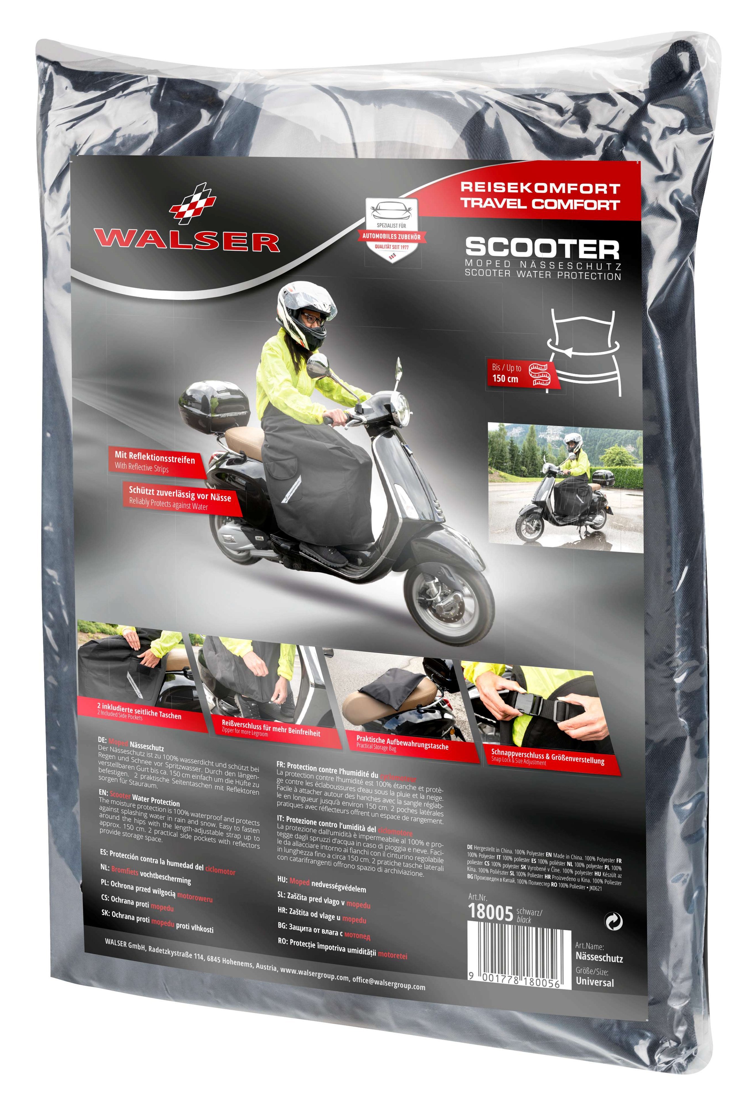 Protection contre l'humidité pour les conducteurs de scooters et de cyclomoteurs universels