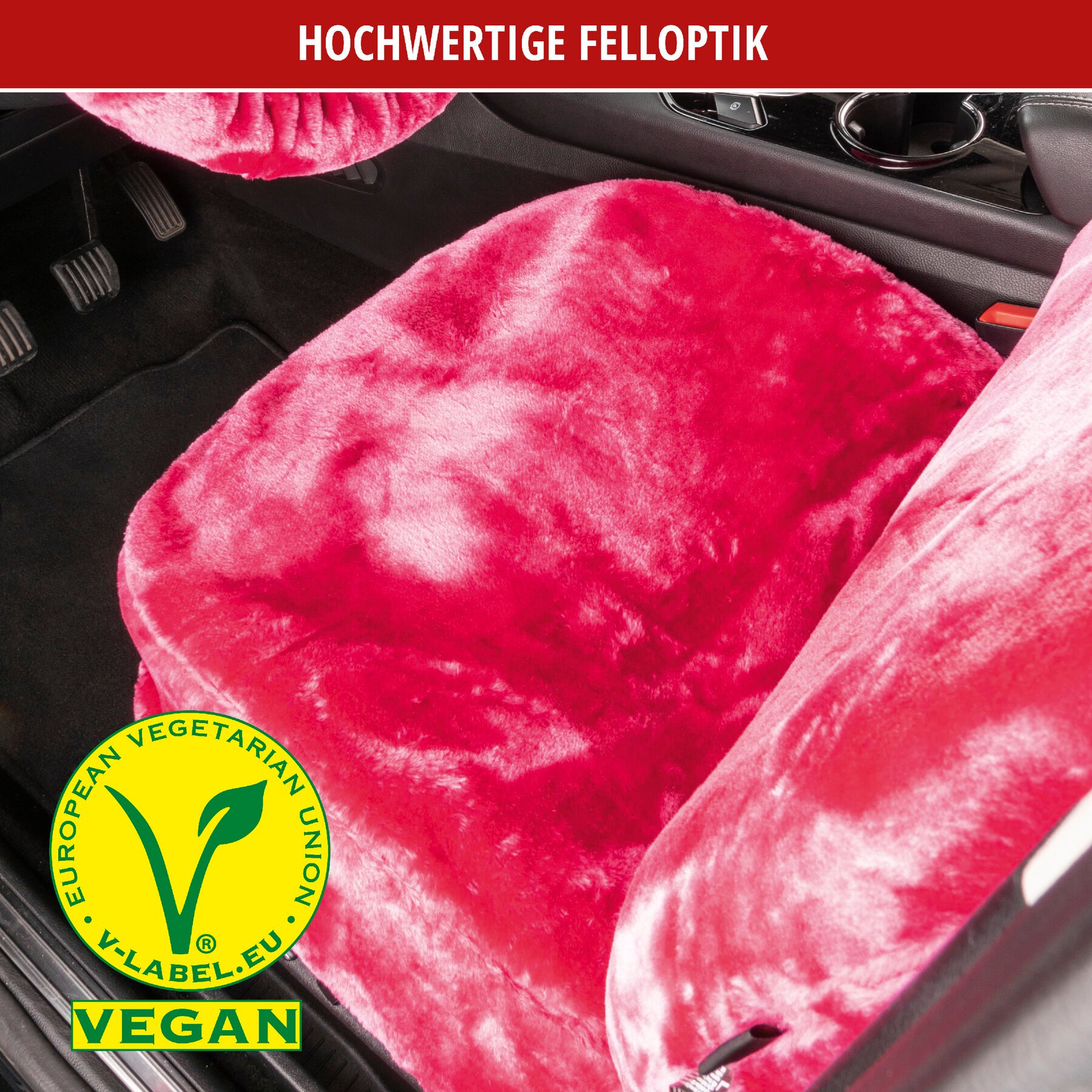 Autositzbezug Teddy aus Kunstfell vegan pink
