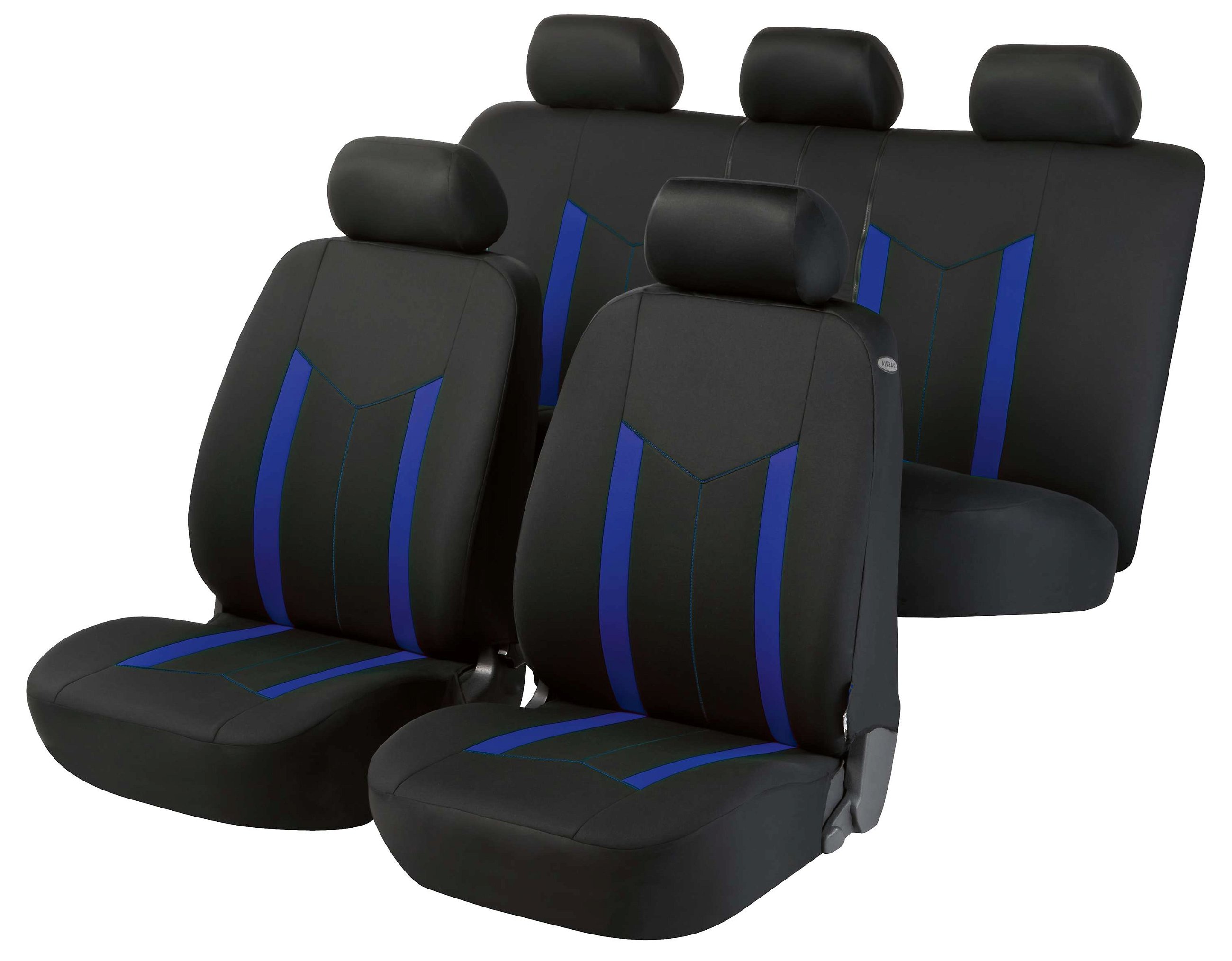 Auto stoelbeschermer Hastings met Zipper ZIPP-IT Autostoelhoes, set, 2 stoelbeschermer voor voorstoel, 1 stoelbeschermer voor achterbank zwart/blauw