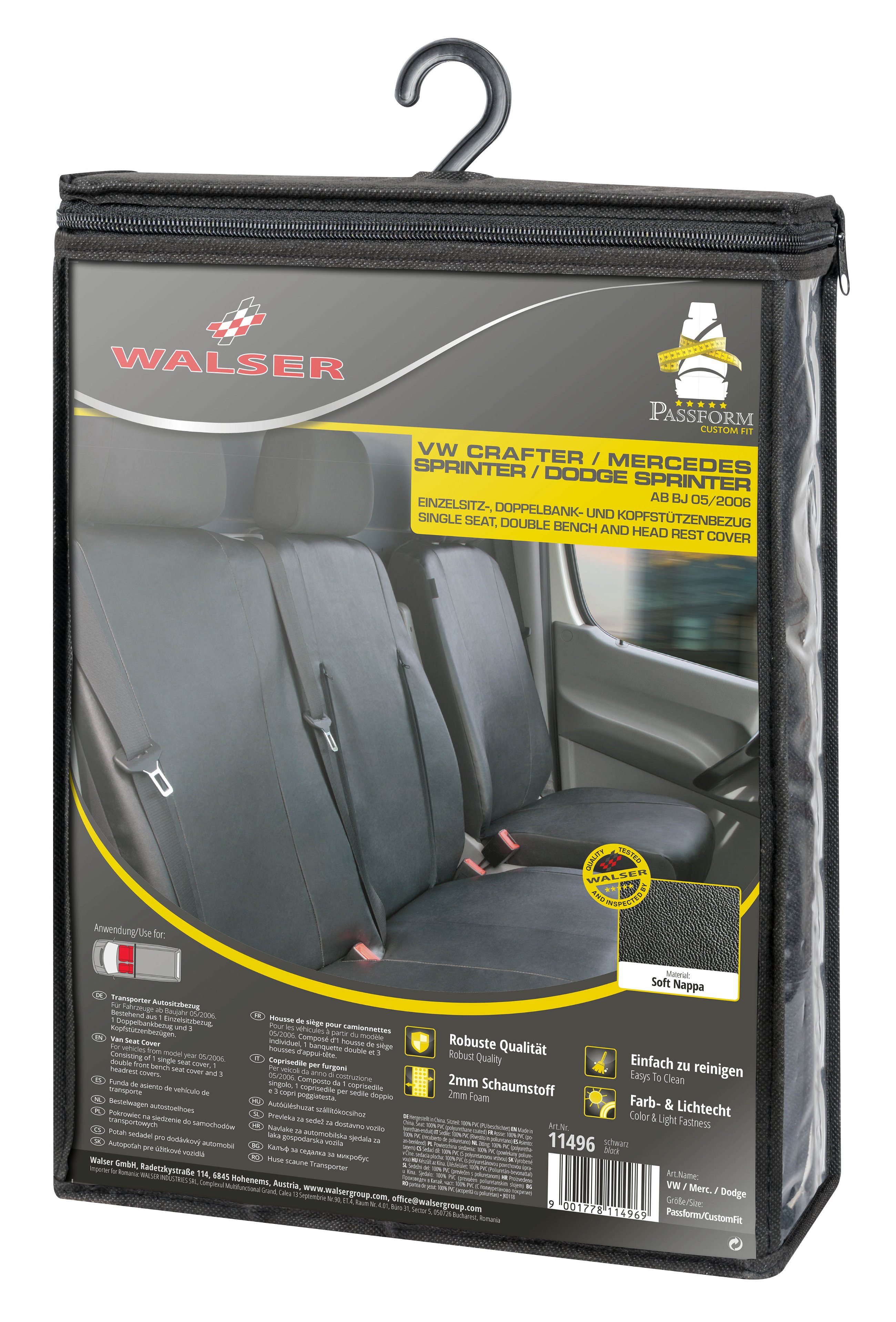 Seat cover made of imitation leather for VW T5, single seat cover front
