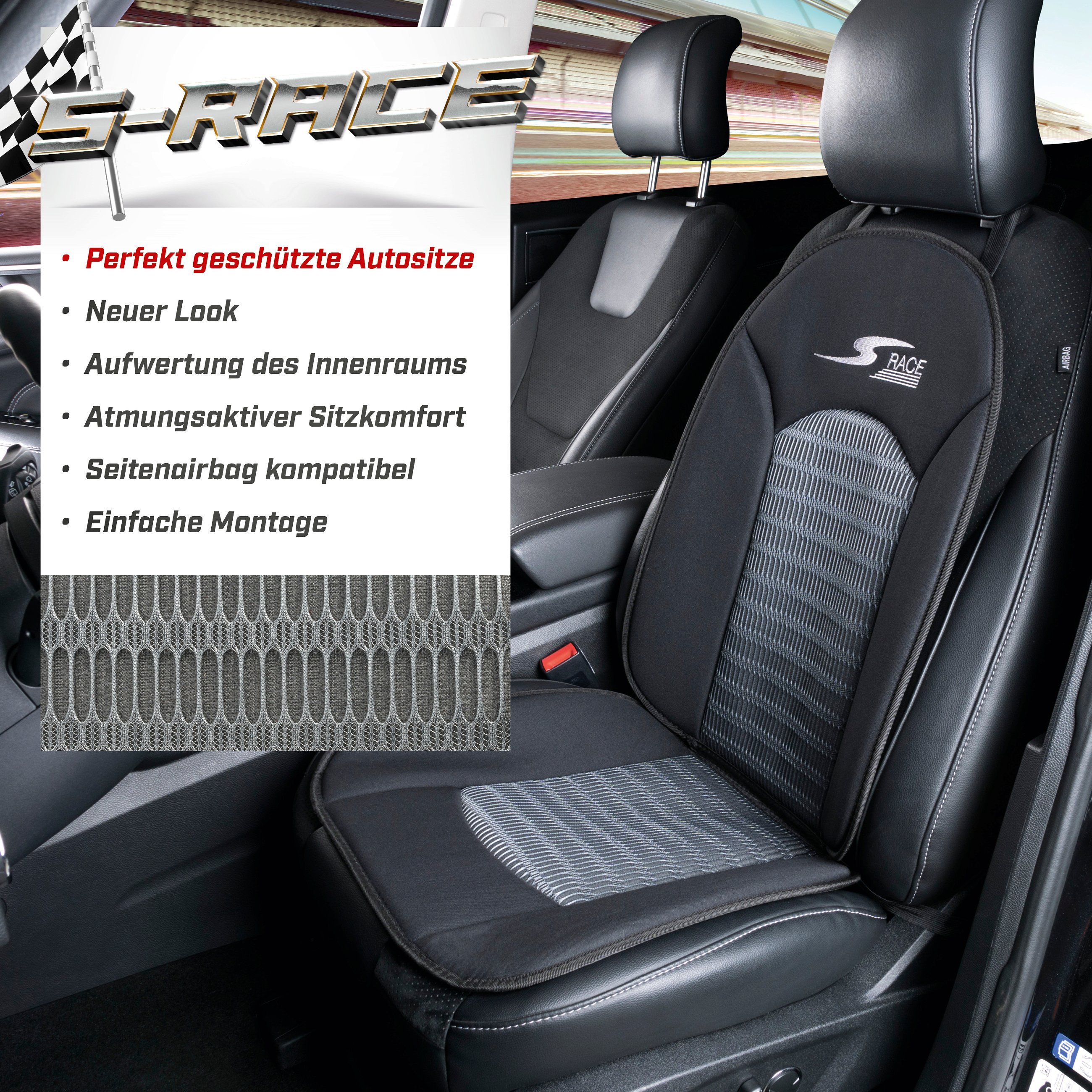 PKW Sitzauflage S-Race, Auto-Sitzaufleger anthrazit
