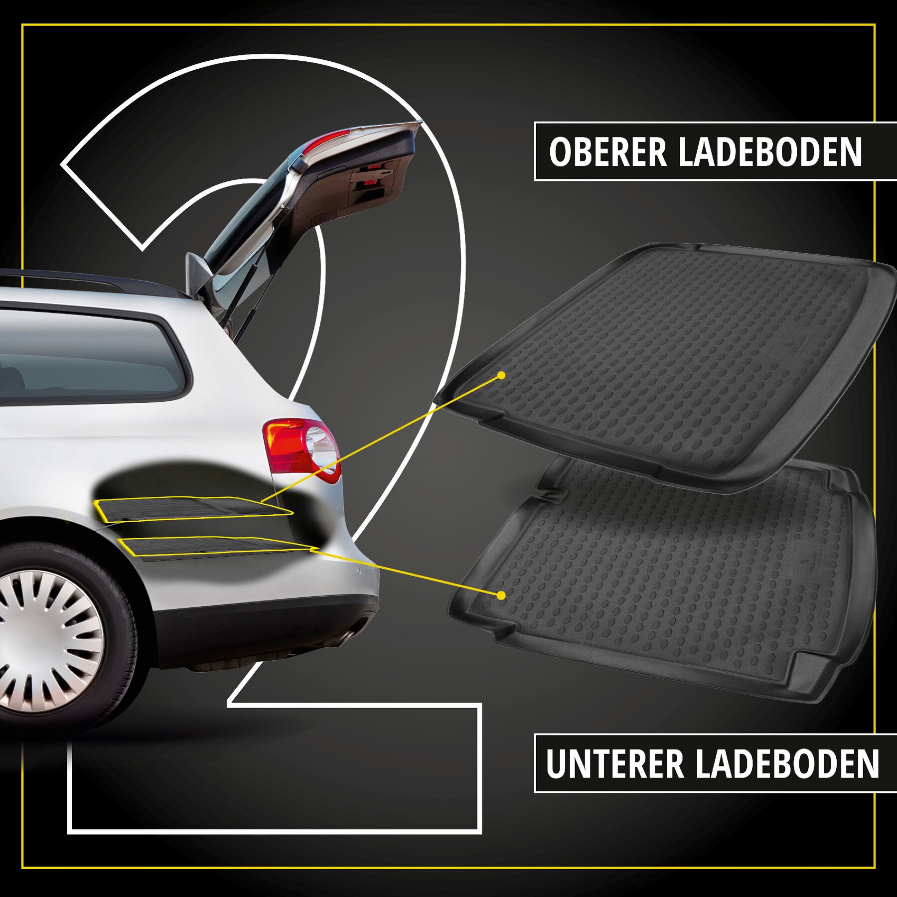Kofferraumwanne XTR für Opel Corsa E 2014 - 2019, unterer Ladeboden