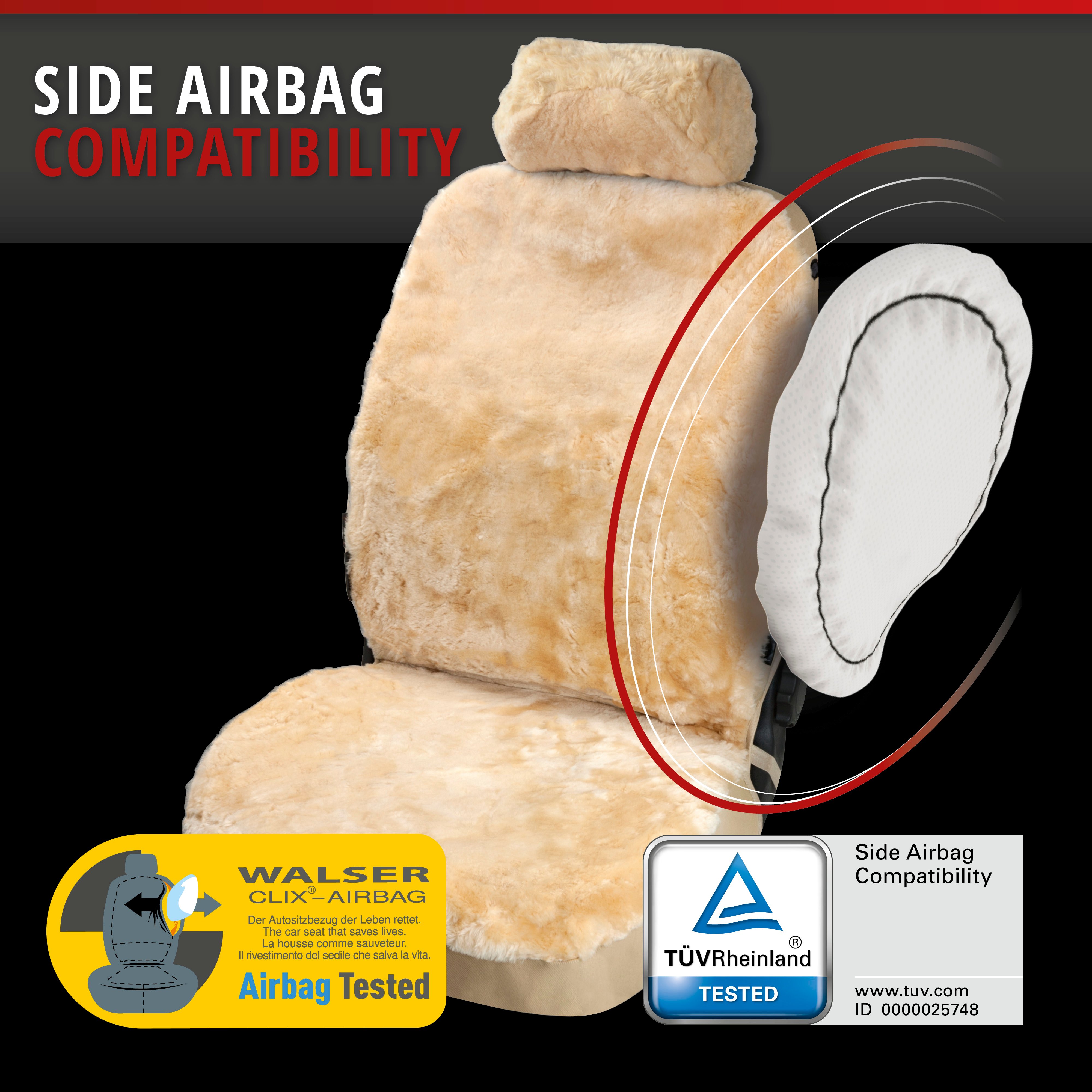 Car Seat cover Iva made of lambskin beige with ZIPP IT system