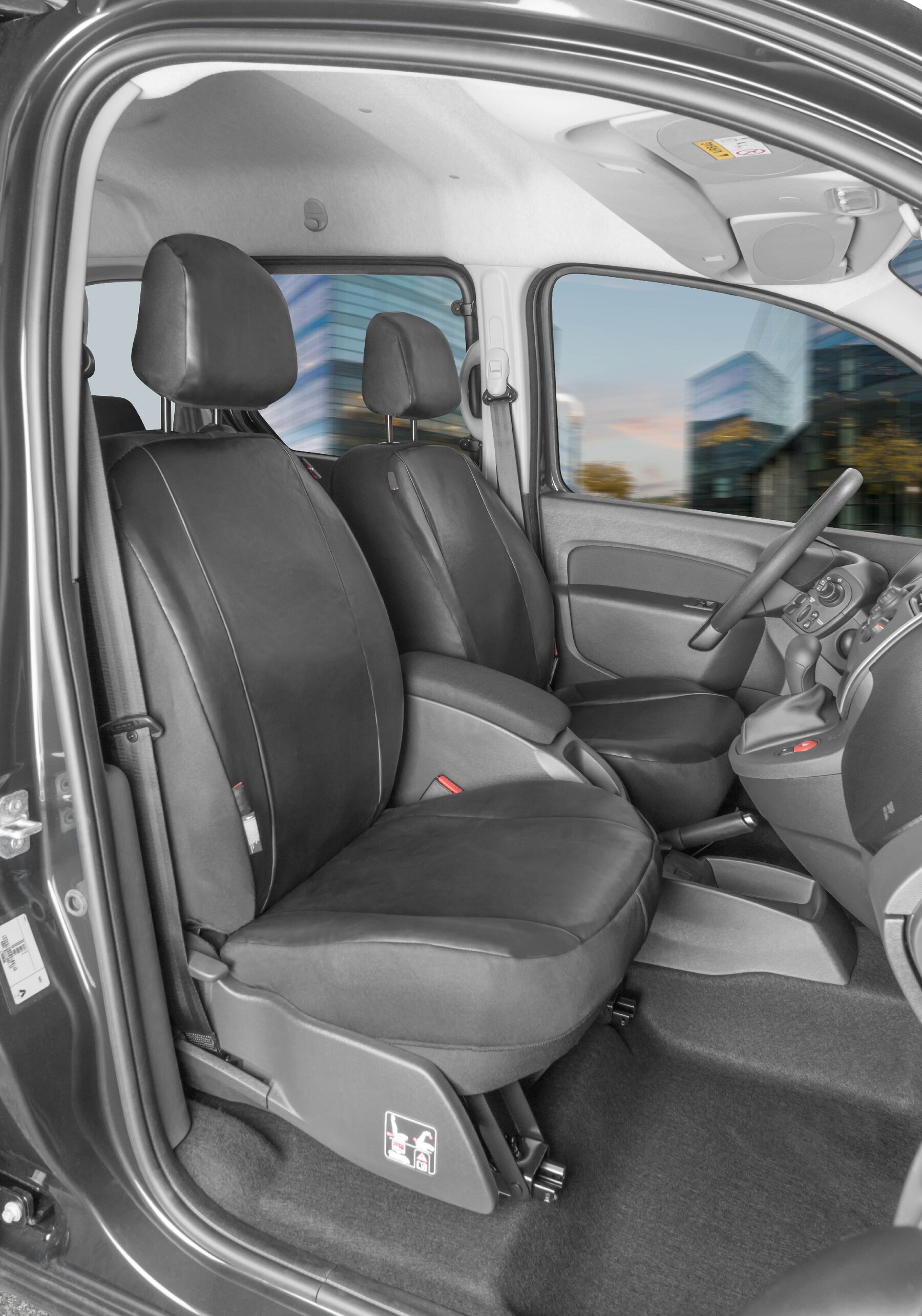 Passform Sitzbezug aus Kunstleder kompatibel mit Renault Kangoo (Typ W), 2 Einzelsitze vorne