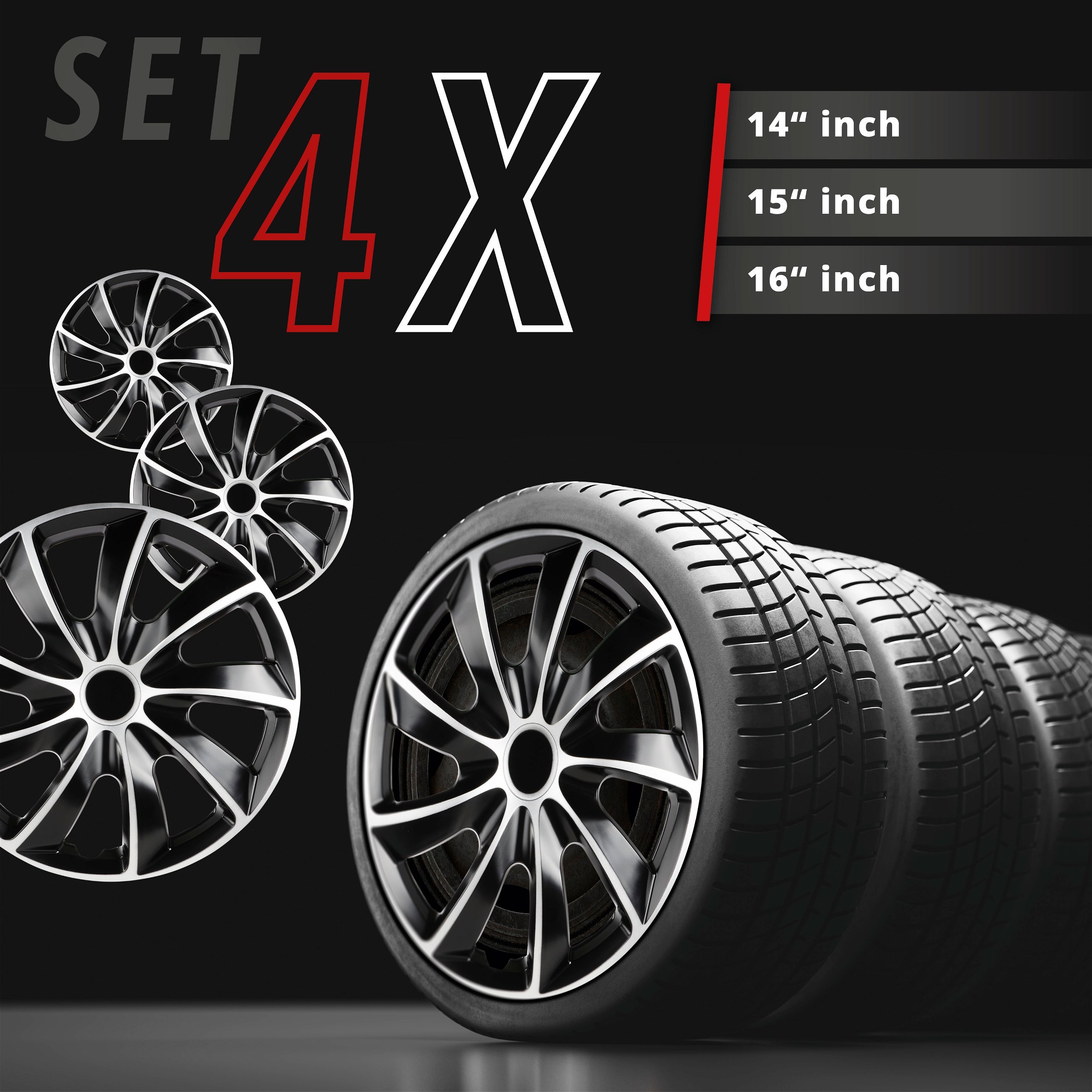 Wheel covers Aero Bicolor 15", 4 piece black/silver