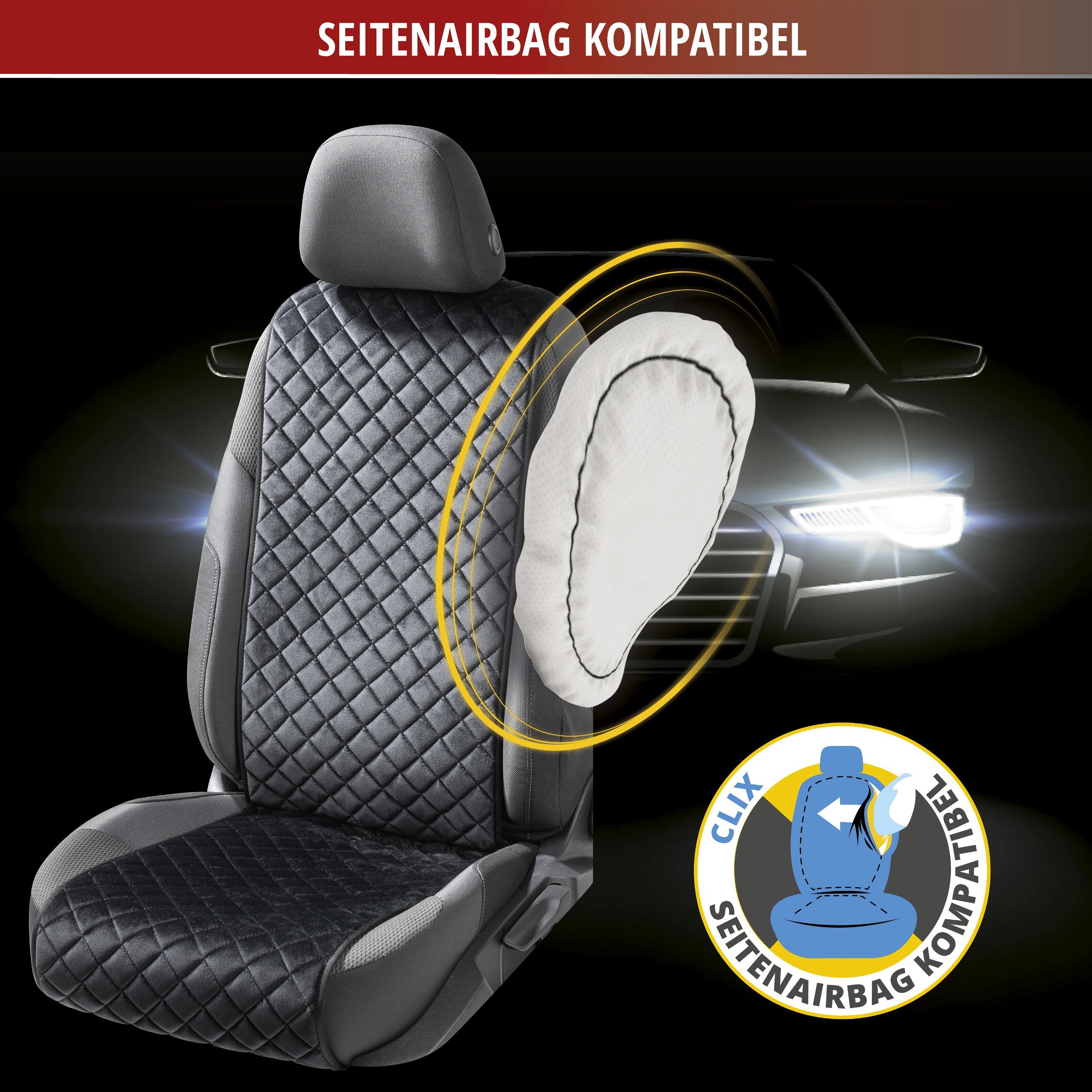 PKW-Sitzaufleger Comfortline Luxor inkl. Anti-Rutsch-Beschichtung, Auto-Sitzauflage für 1 Vordersitz