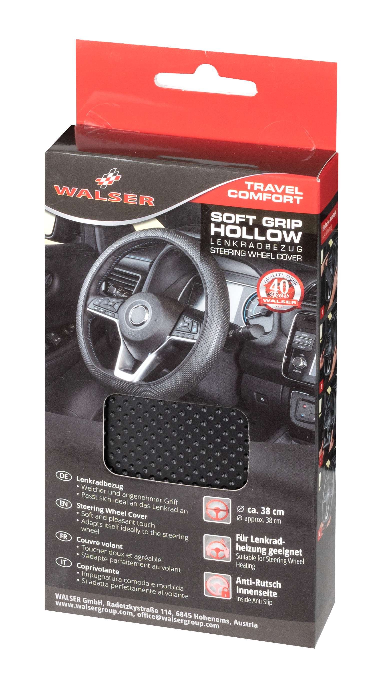Steering wheel cover Soft Grip Hollow - 38 cm black