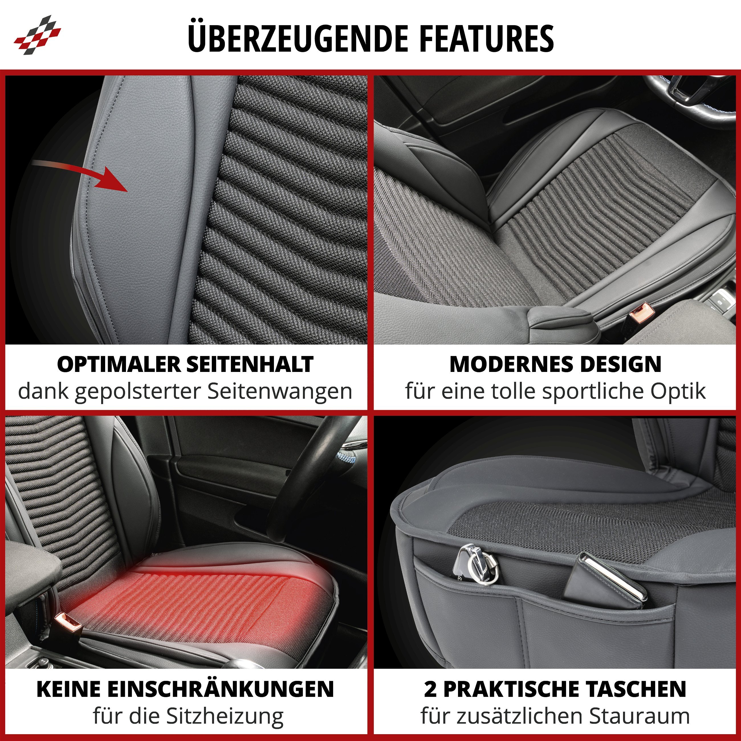 Walser Autositzauflage Air Flow, ergonomischer Sitzschoner,  Lendenwirbelschutz, Universal Sitzauflage für PKW, Farbe: schwarz 13983 :  : Auto & Motorrad