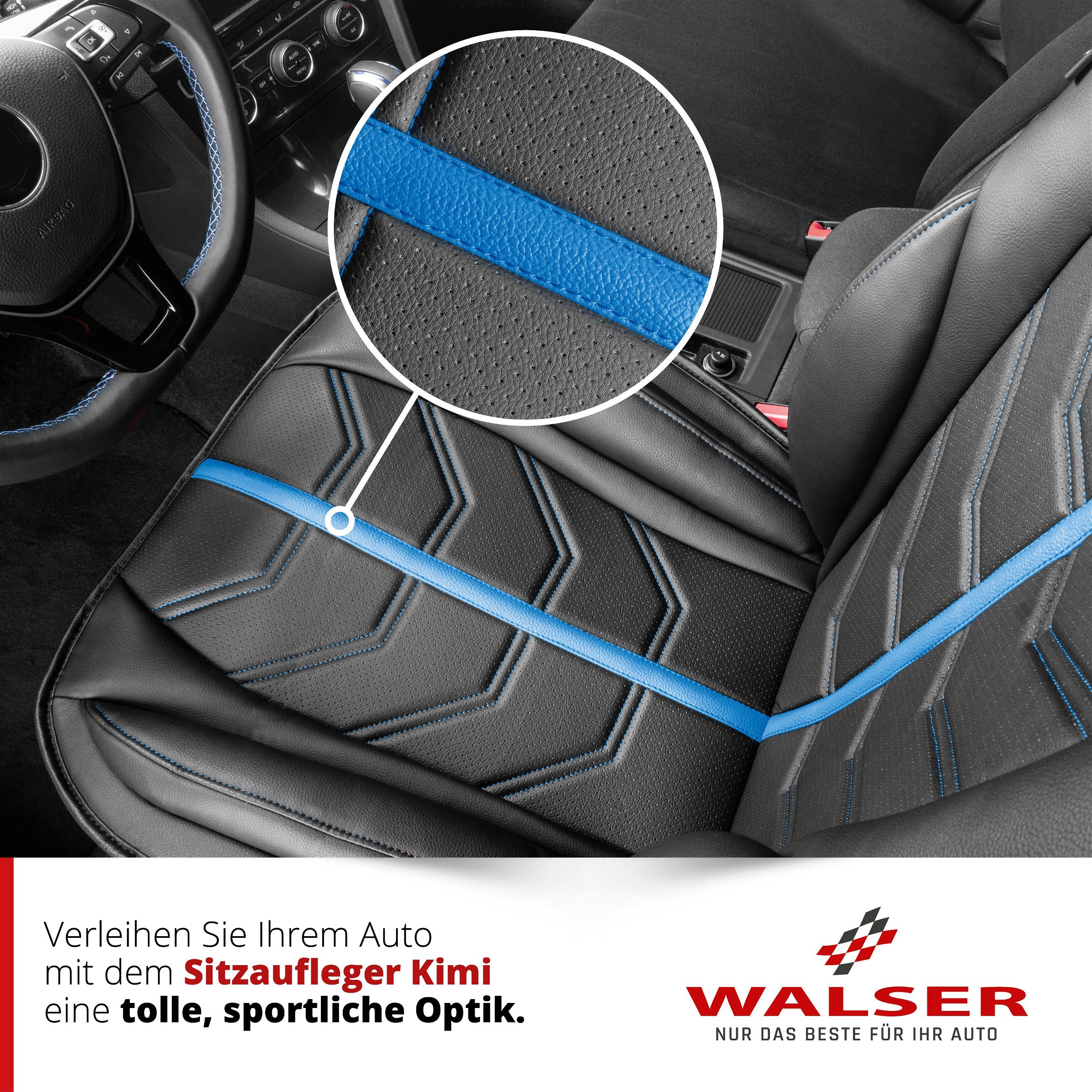 PKW Sitzauflage Kimi, Auto-Sitzaufleger im Rennsportdesign schwarz/blau
