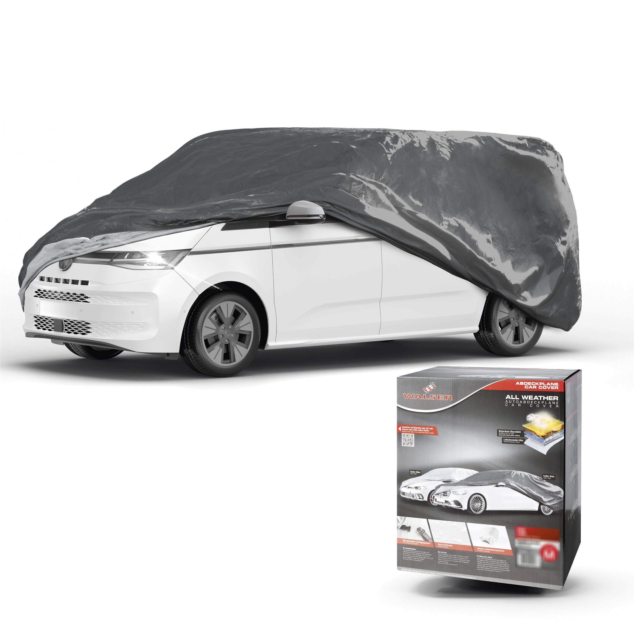 Abdeckplane Auto All Weather Basic, Transporter Abdeckung grau, Bus Autoplane Größe L