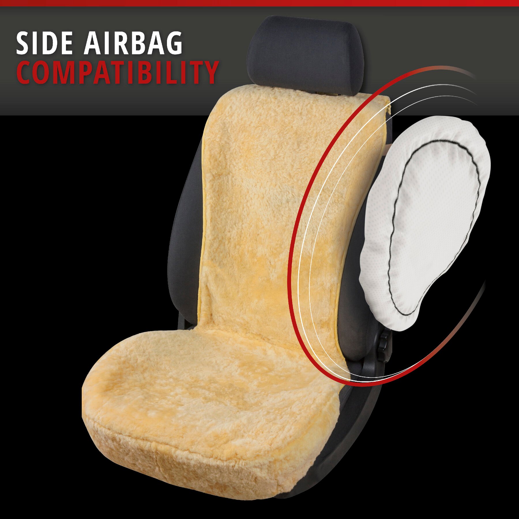 Car Seat cover made of lambskin Vogue beige 16-18mm fur height
