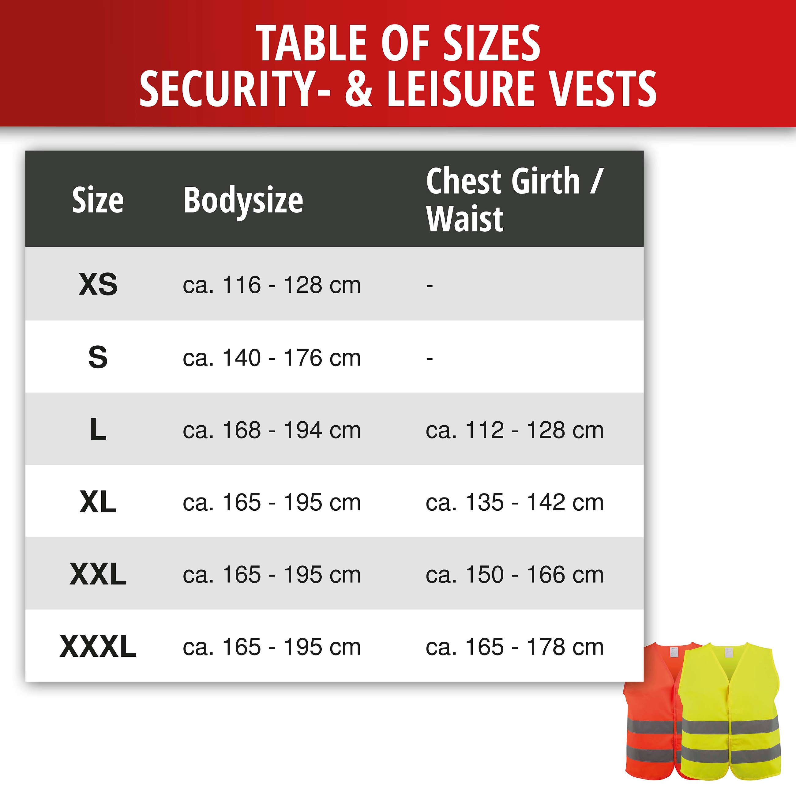 Safety vest size XXXL for adults Yellow EN 20471/2