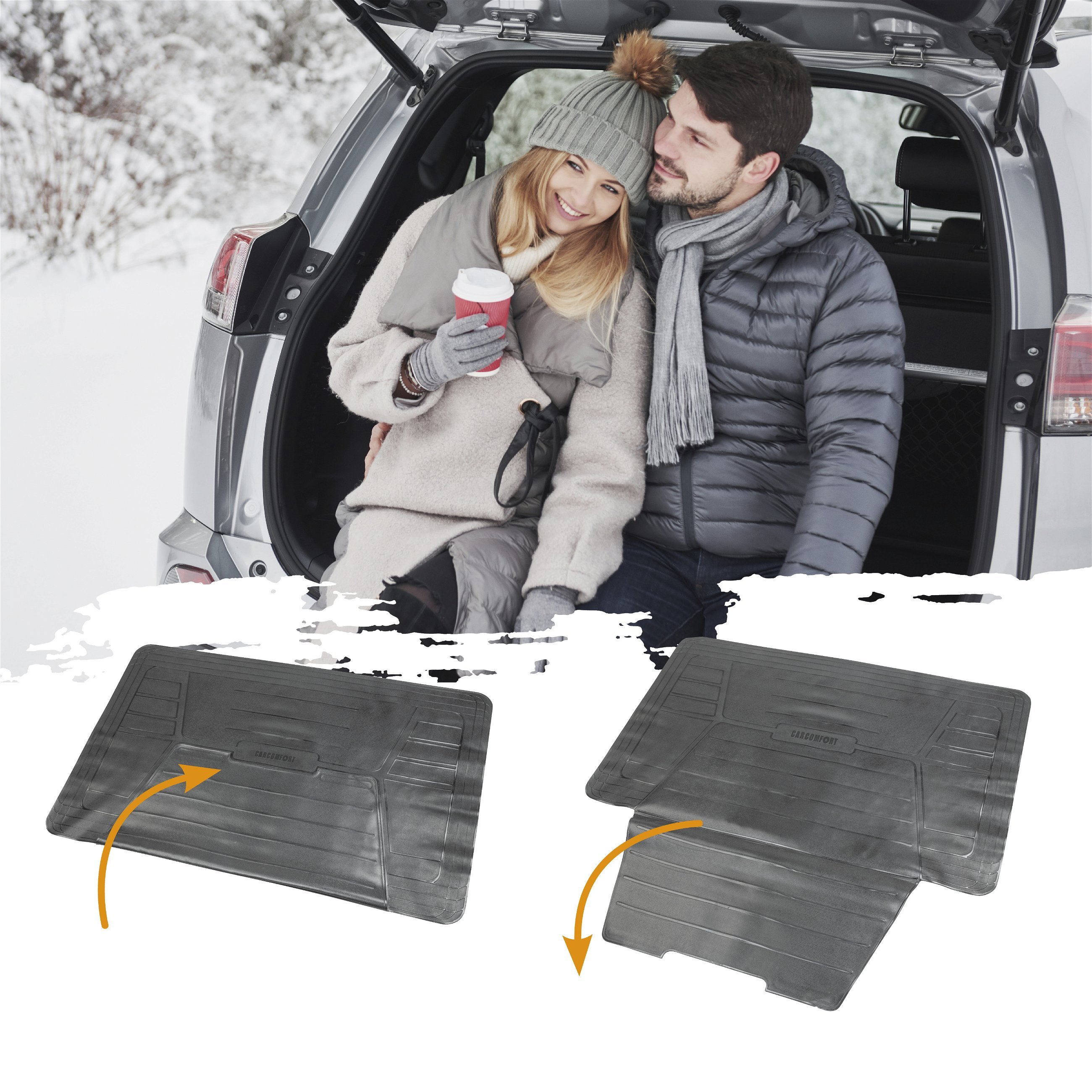 Tappetino per bagagliaio Bootguard con protezione della soglia di carico, vassoio del bagagliaio tagliabile a misura con protezione del paraurti 120x76+39cm