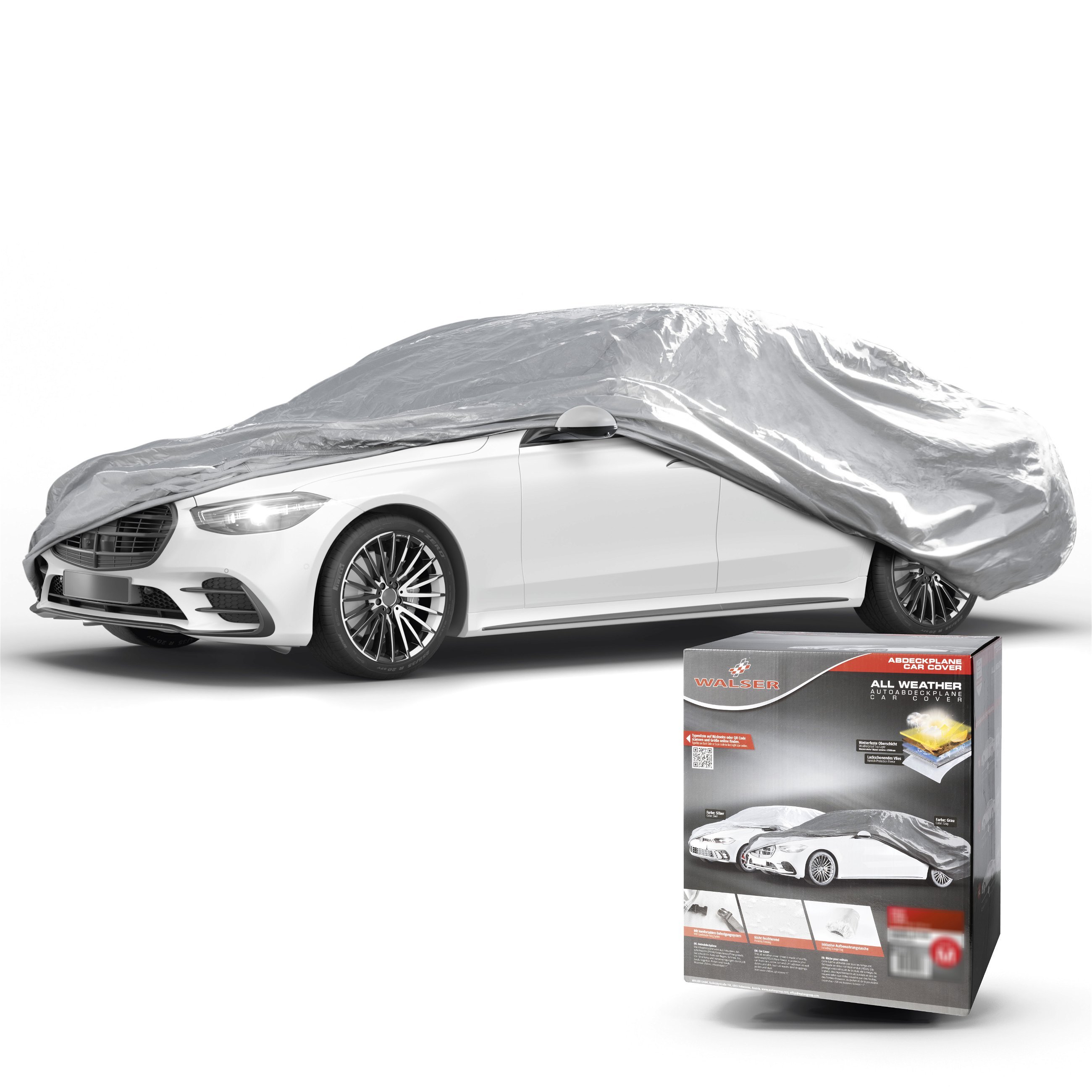 Dekzeil voor auto All Weather Basic, autozeil volledige garage maat XL zilver