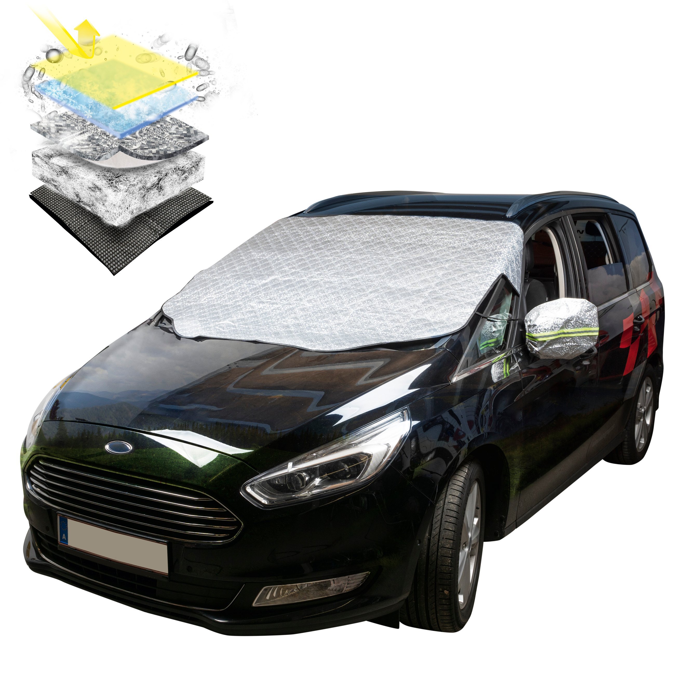 Premium Thermal Windscreen Protector with Side Mirror Cover 157x126 cm