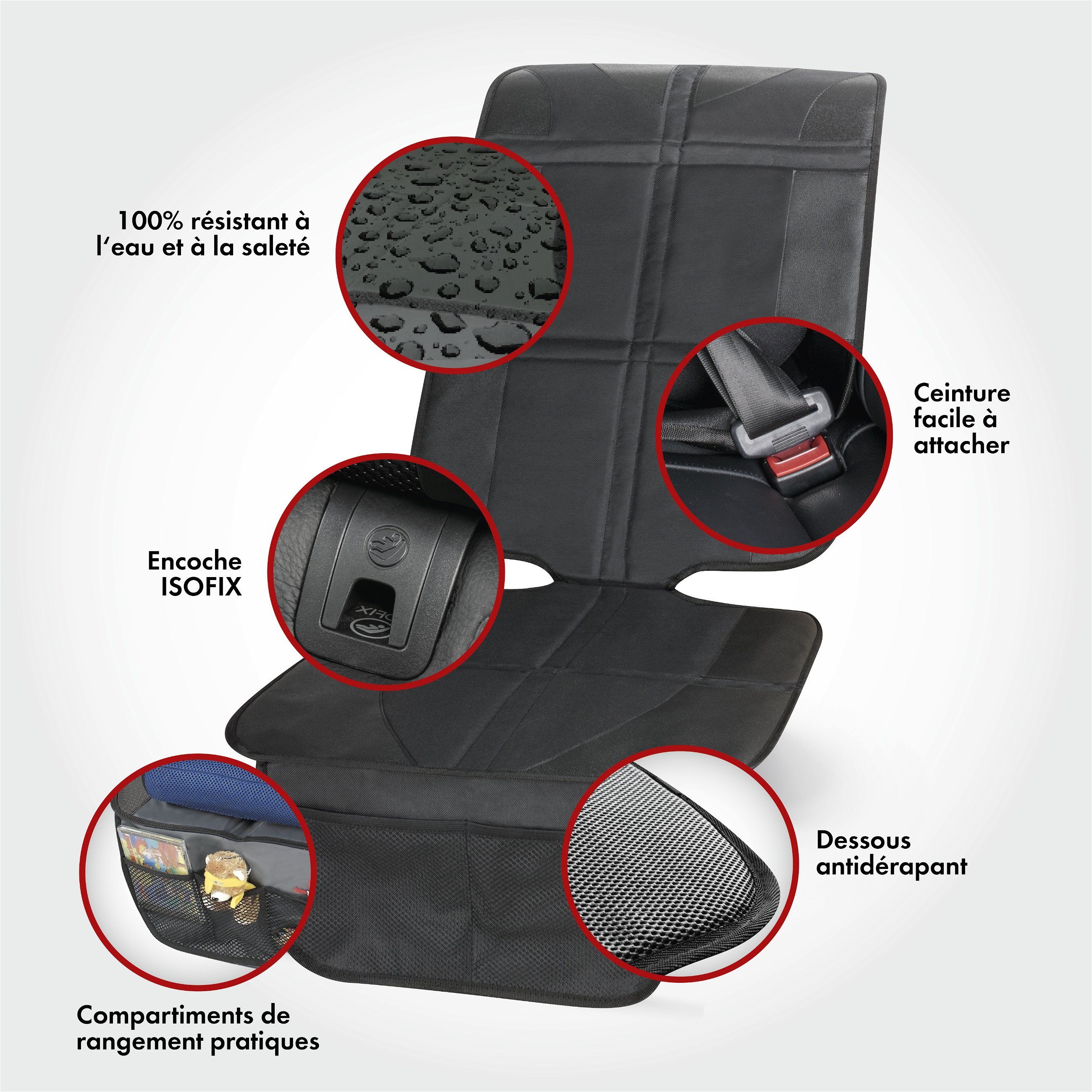 Coussin pour siège enfant George Premium XL, tapis de protection pour siège enfant noir
