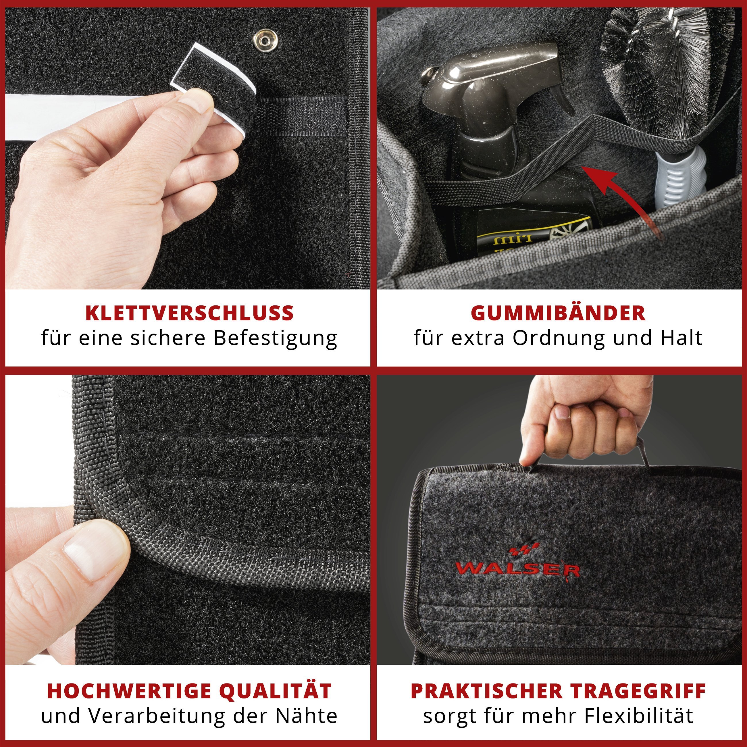 Kofferraumtasche Toolbag Größe S, Auto-Aufbewahrungstasche schwarz 28x14x28 cm