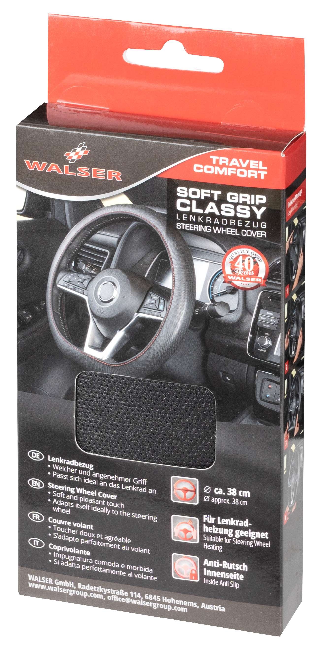 steering wheel cover Soft Grip Classy - 38 cm black-red
